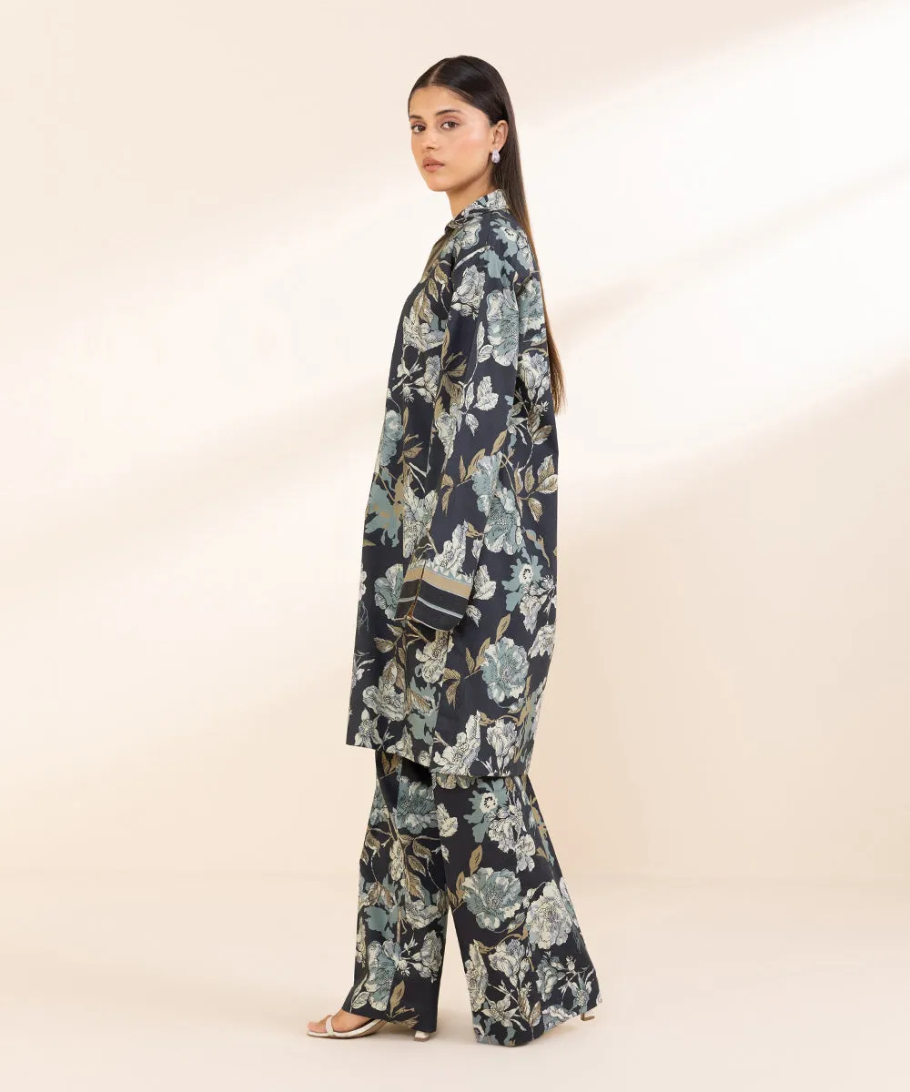 2 Piece - Printed Linen Suit