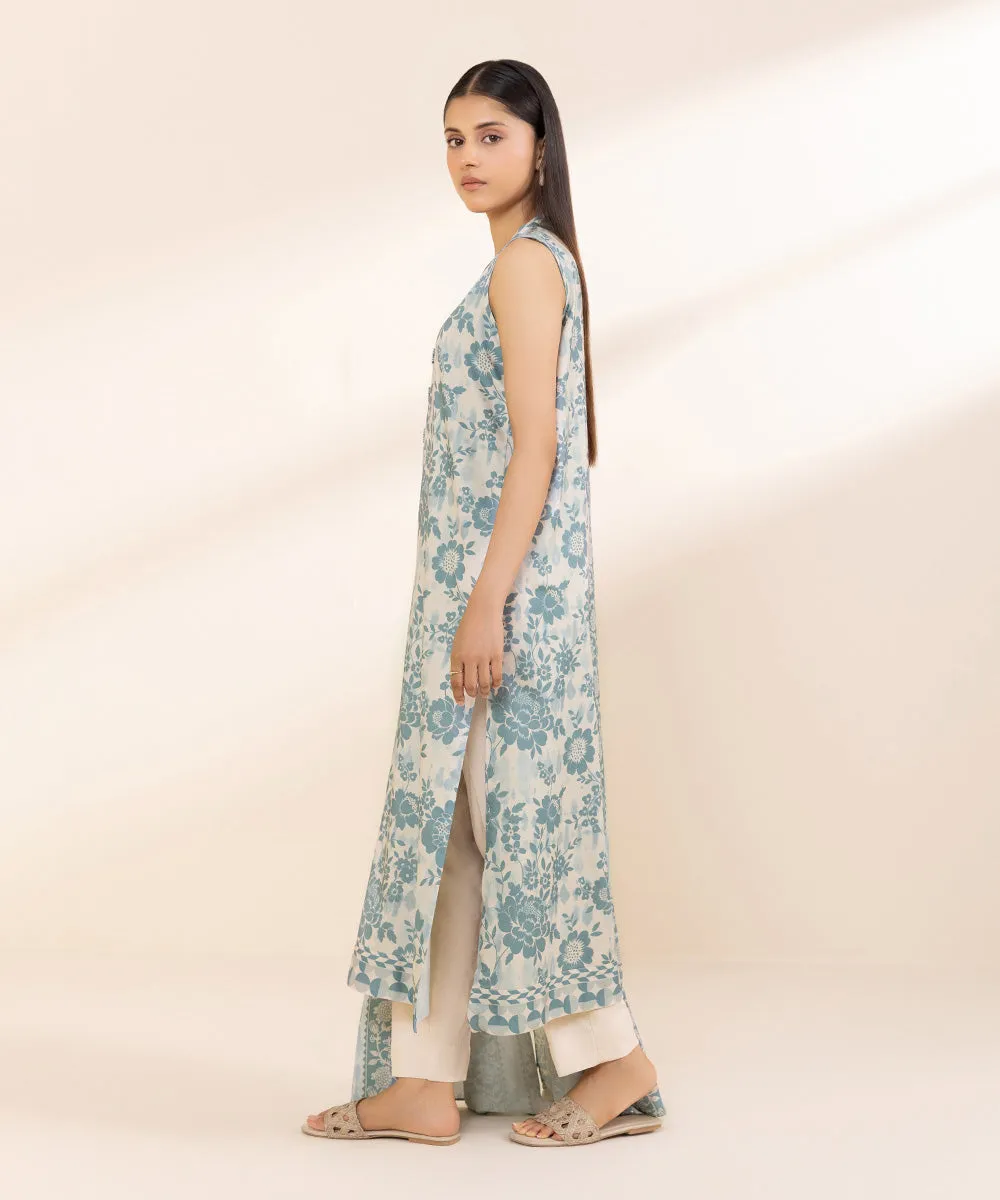 3 Piece - Printed Linen Suit