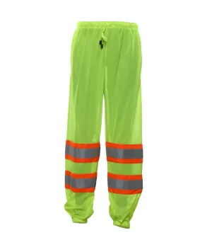 701CSLM Lightweight Poly Mesh Hi-Vis Pants Elastic Waistband & Ankle Pass Through Pockets Generic Contrasting Tape