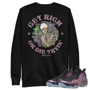 Air Foamposite One Eggplant "Get Rich" Sweatshirt