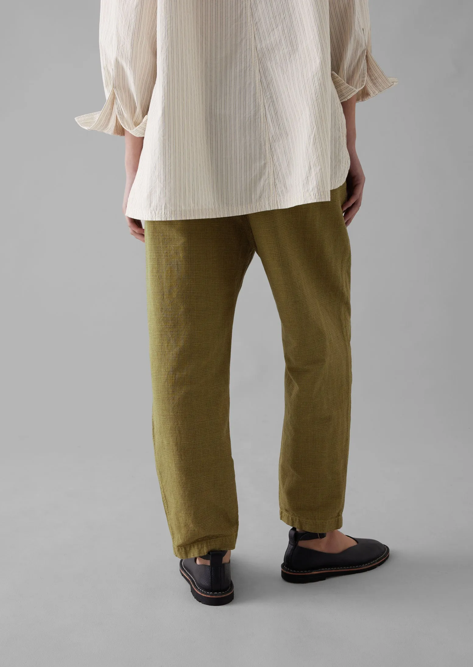 Alix Cotton Check Trousers | Golden Olive