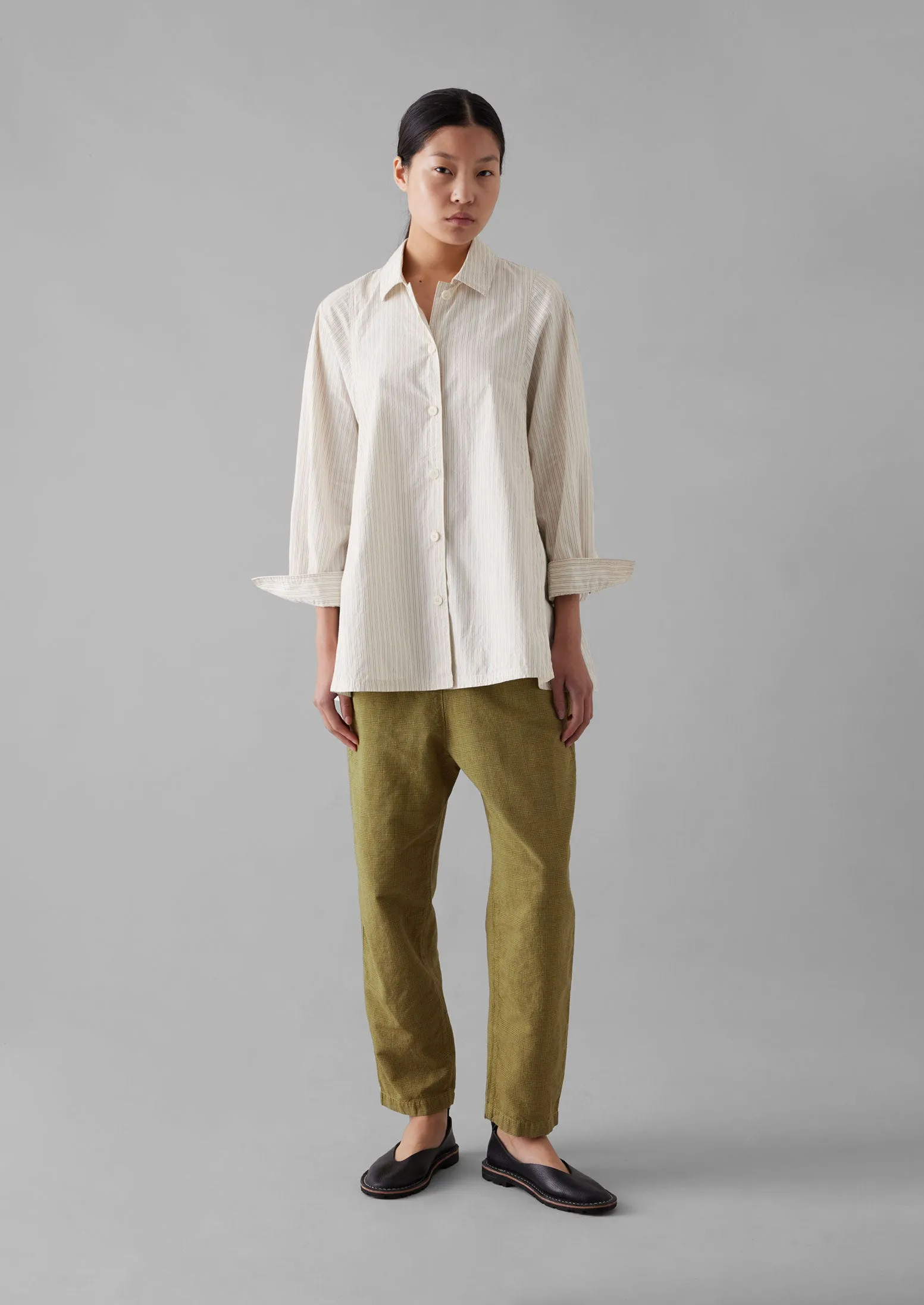 Alix Cotton Check Trousers | Golden Olive