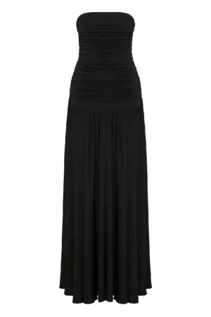 AMBER BLACK STRAPLESS JERSEY LONG DRESS