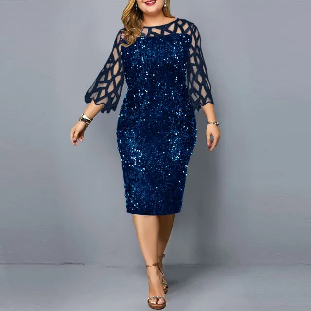 Amy Fashion - Elegant Sequin Mesh Casual Dresses