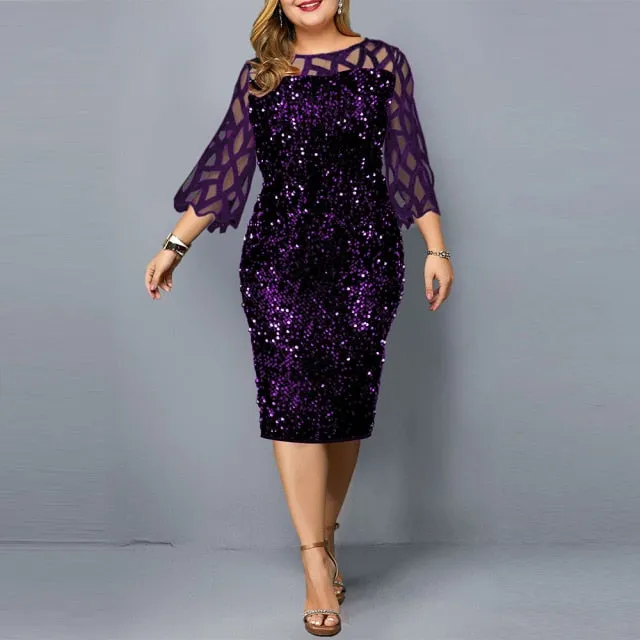 Amy Fashion - Elegant Sequin Mesh Casual Dresses