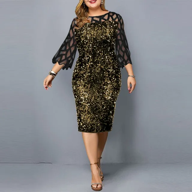 Amy Fashion - Elegant Sequin Mesh Casual Dresses