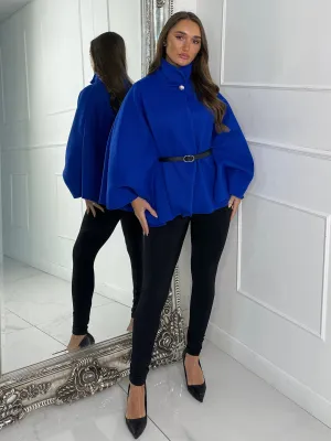 Belted Cape Jacket - Royal Blue