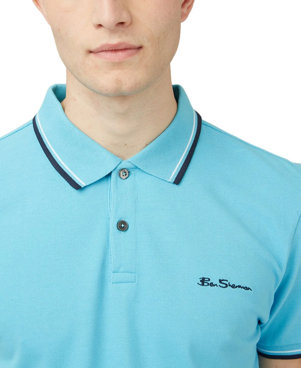 Ben Sherman Men's Short Sleeve Polo Shirt with Signature Hem