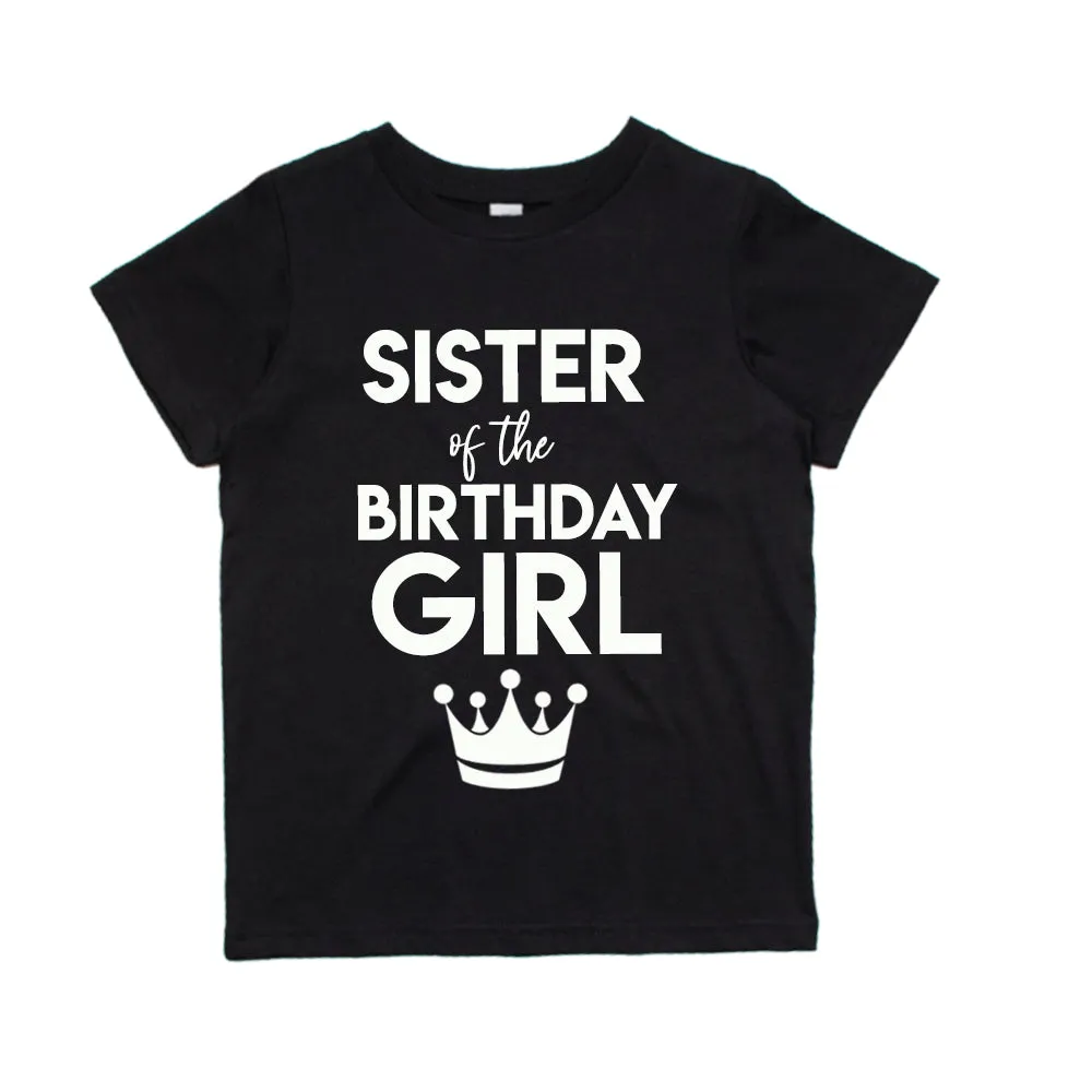 Birthday Girl Crown & Sister Matching Black T-Shirts (MRK X)