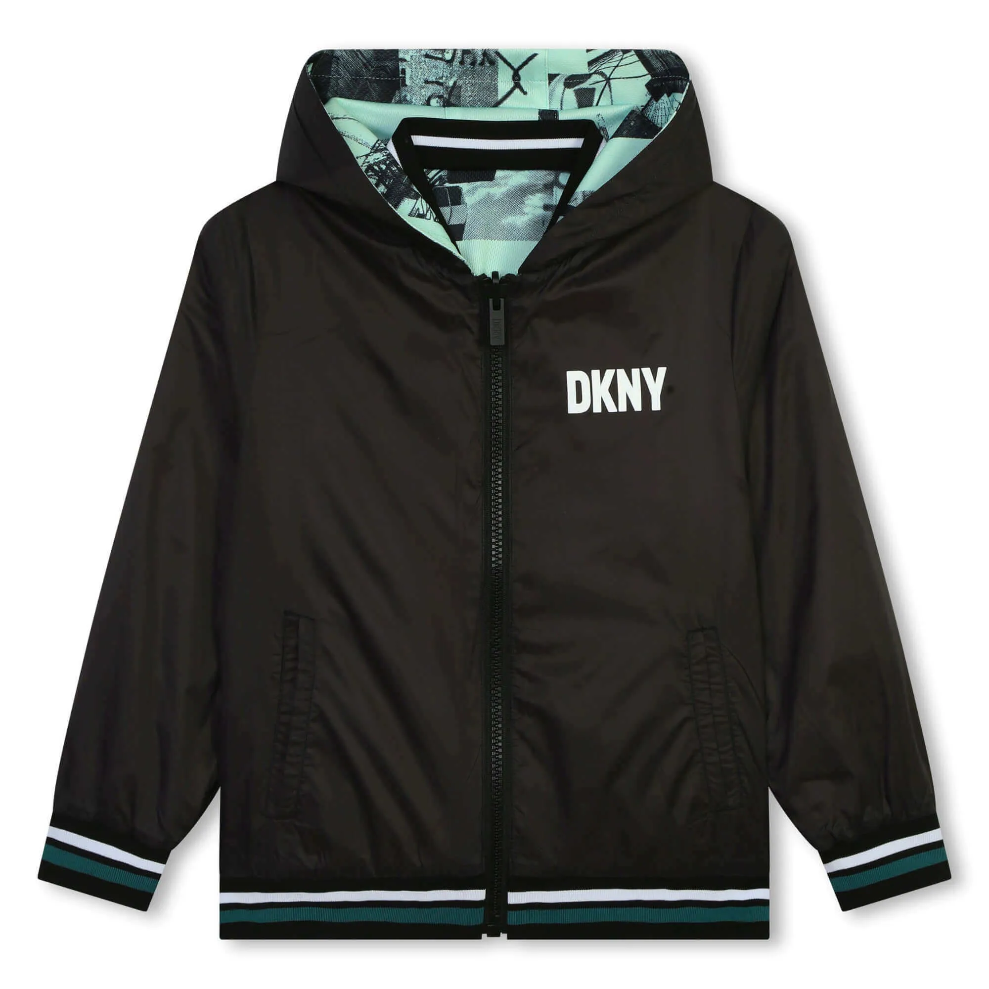 Boys Black Reversible Zip Up Jacket