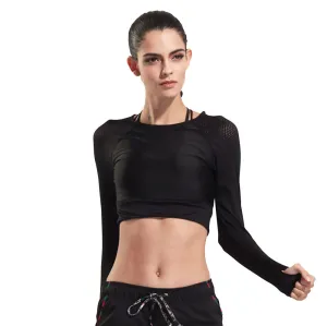 Breathable Yoga Crop Top Long Sleeve Shirt