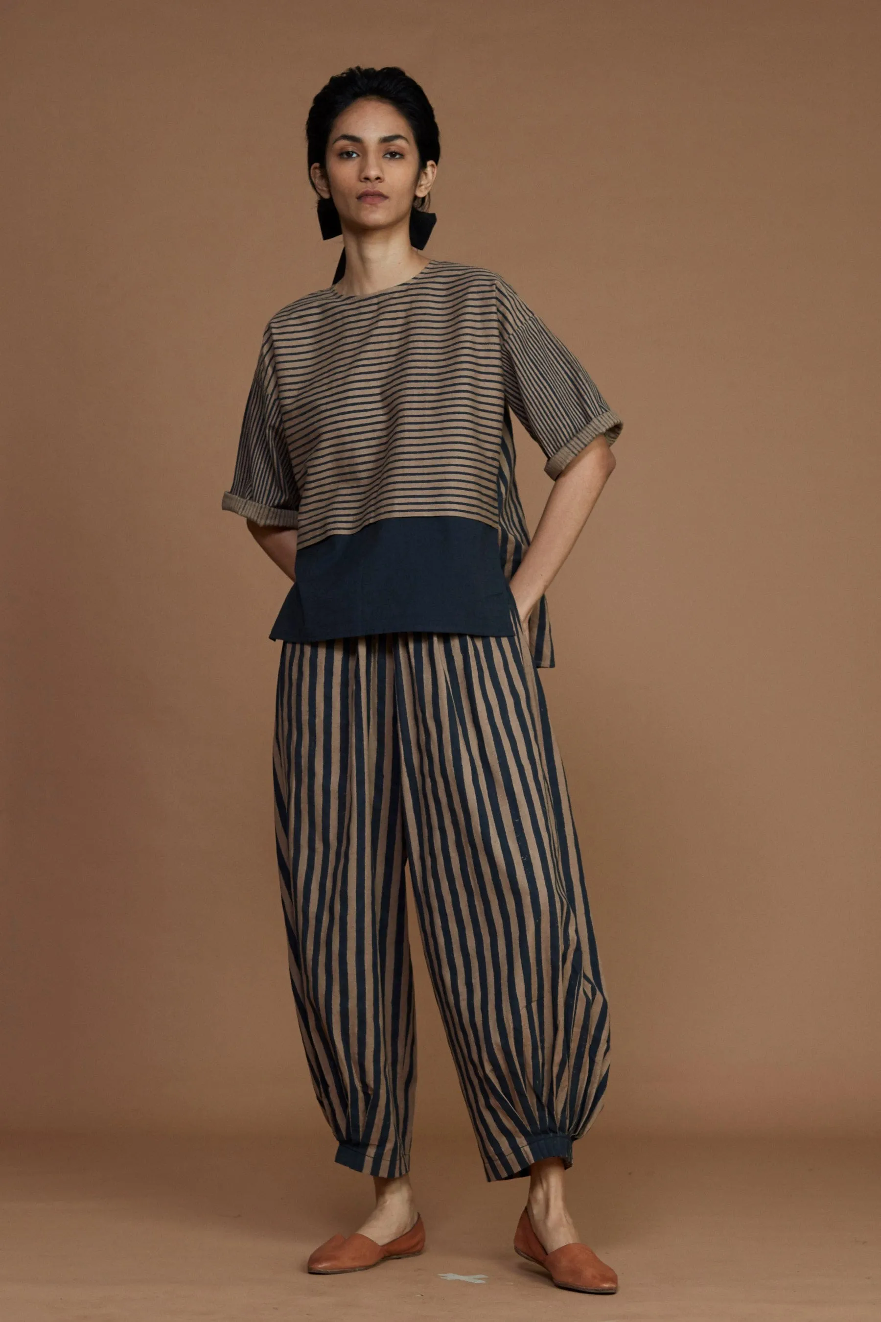 Brown with Charcoal Striped CB Ekin Co-Ord Set (Ready to Ship)