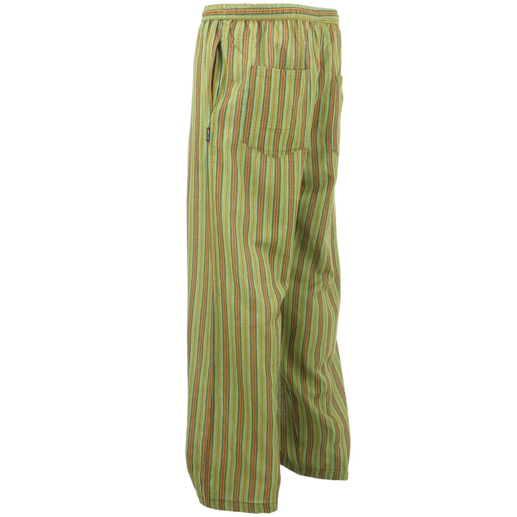 Classic Nepalese Lightweight Cotton Striped Trousers Pants - Green