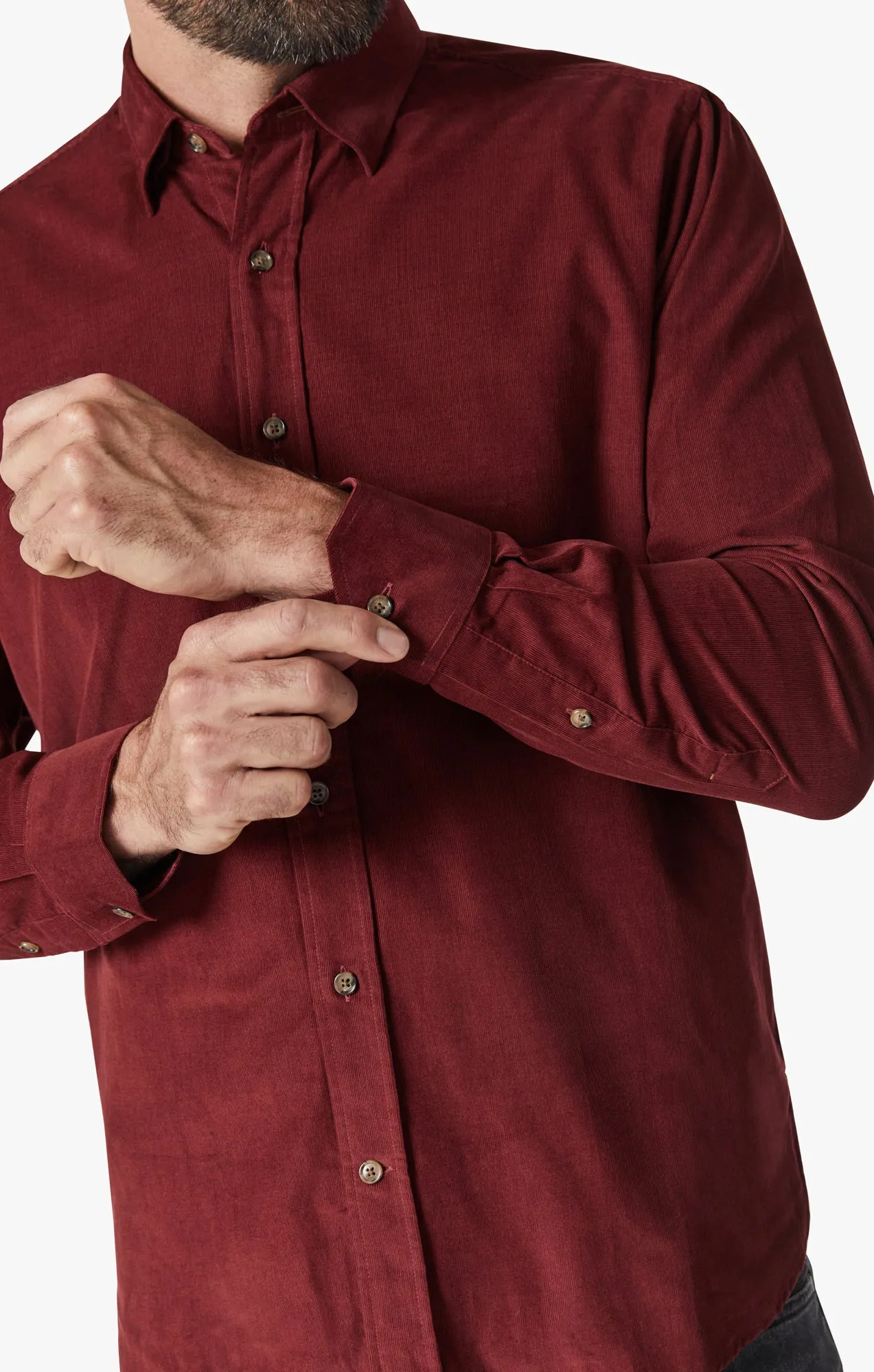 Corduroy Shirt In Bordeaux