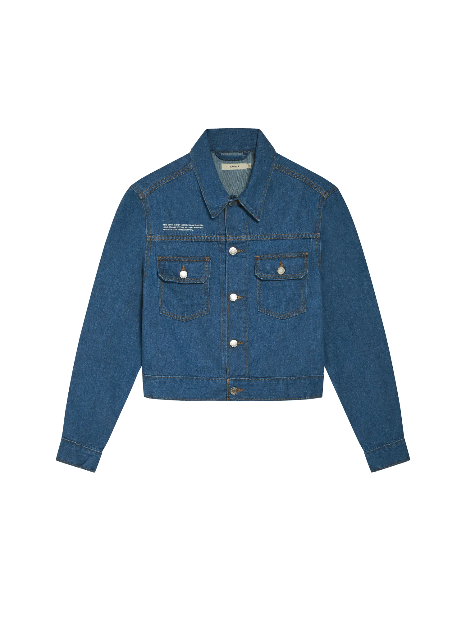 Cropped Hemp Denim Jacket—mid wash