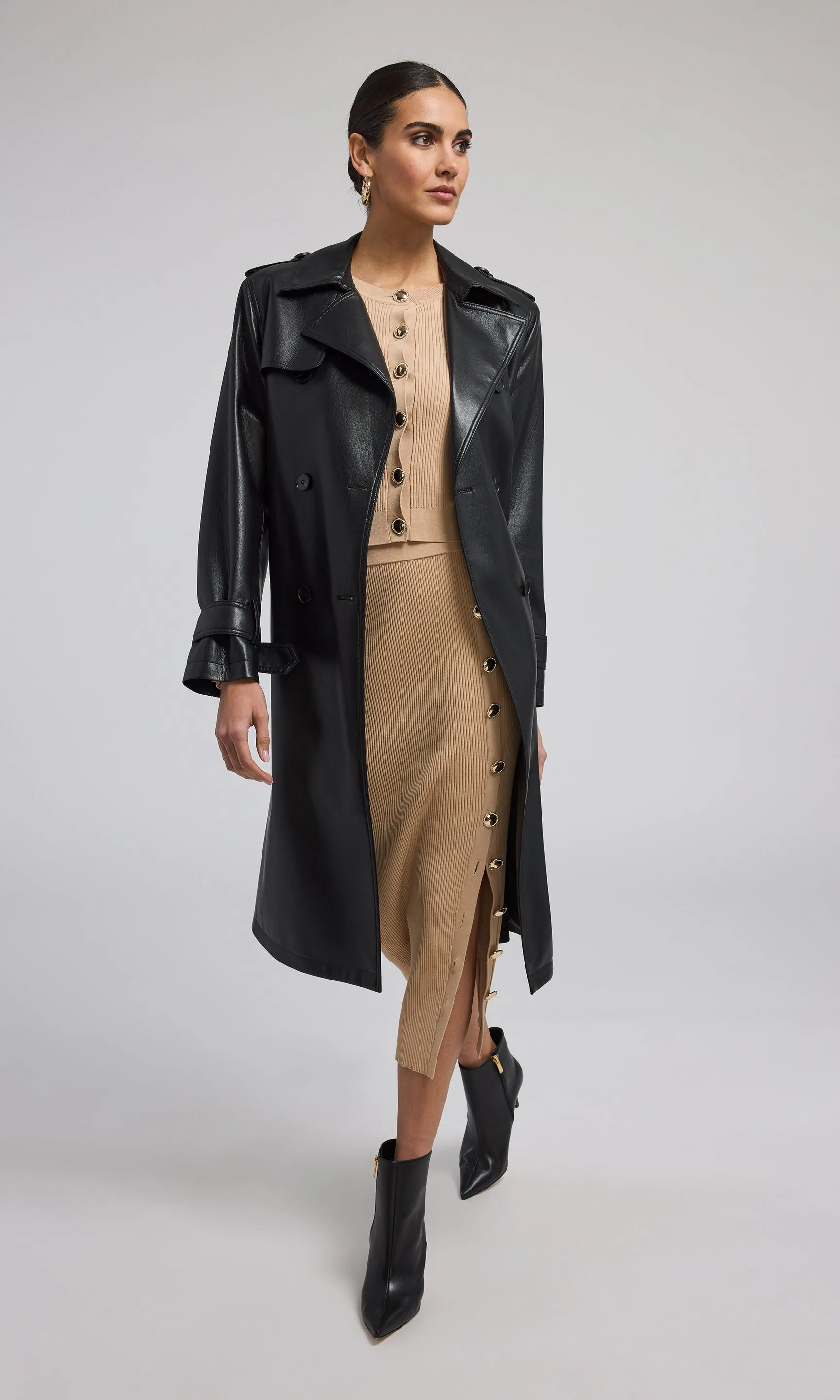 Danielle Vegan Leather Trench Coat