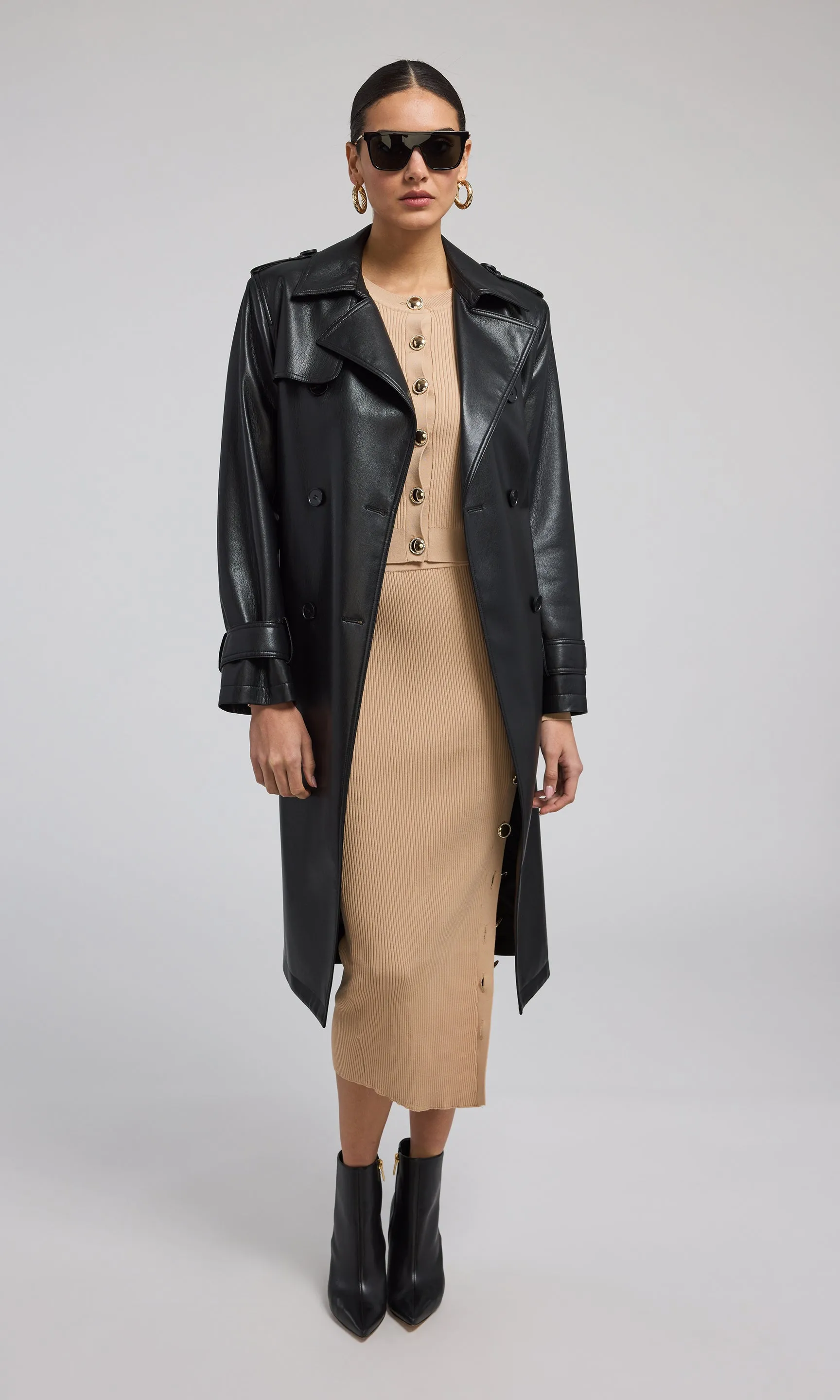 Danielle Vegan Leather Trench Coat