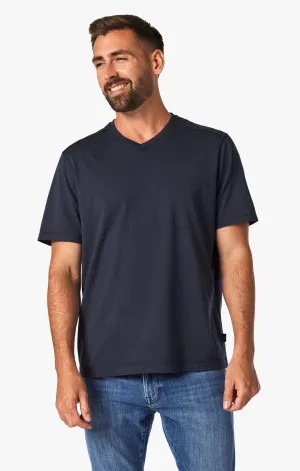 Deconstructed V-Neck T-Shirt in Dark Navy