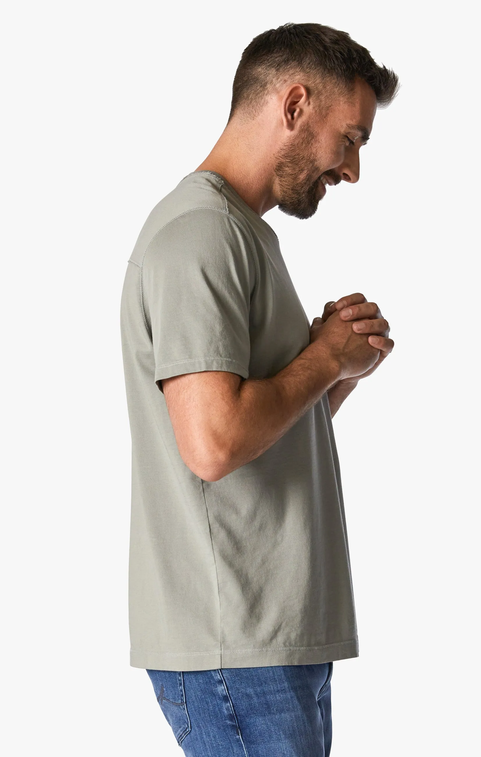 Deconstructed V-Neck T-Shirt in White Dove