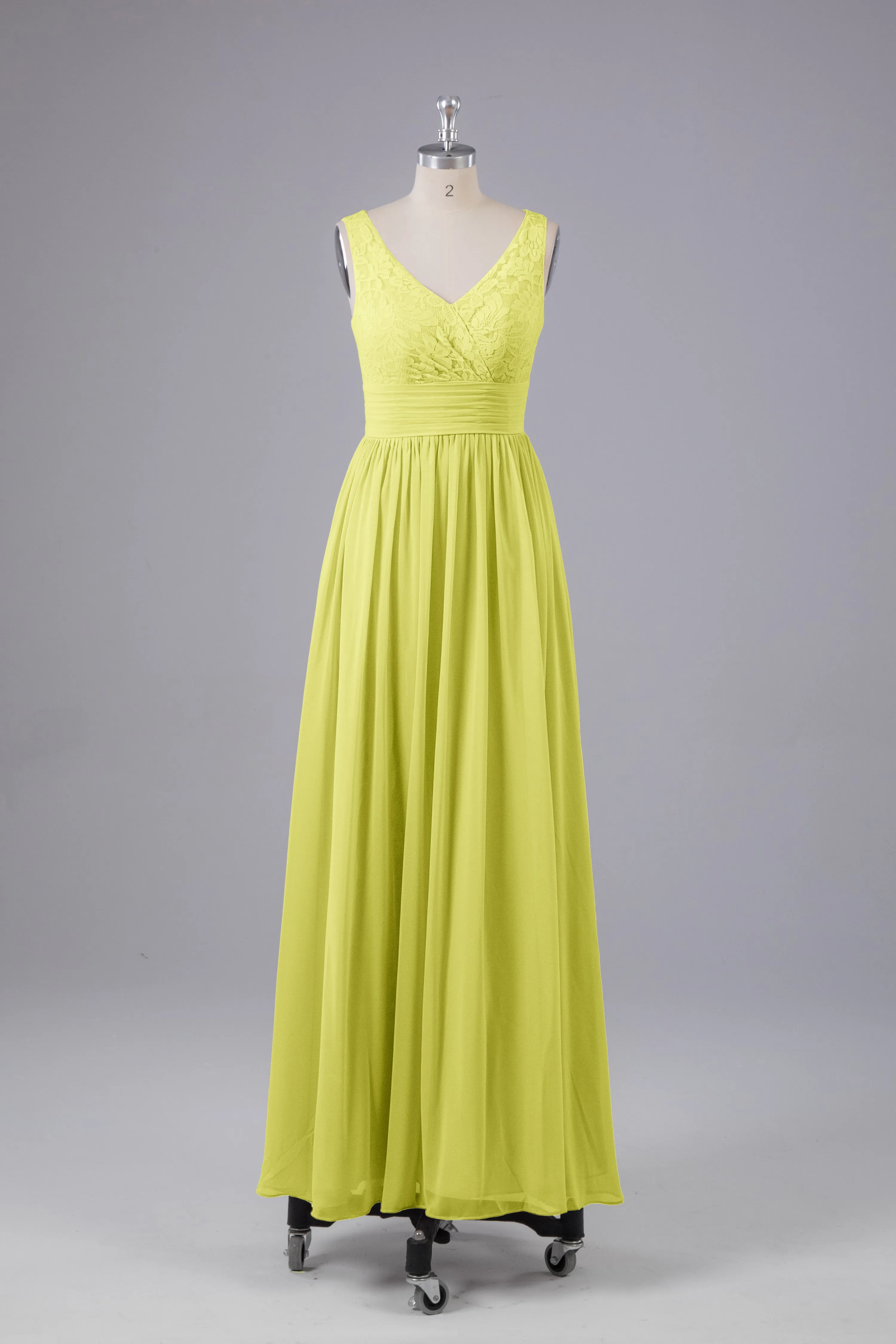 Elegant A-line V Neck Straps Chiffon Bridesmaid Dresses