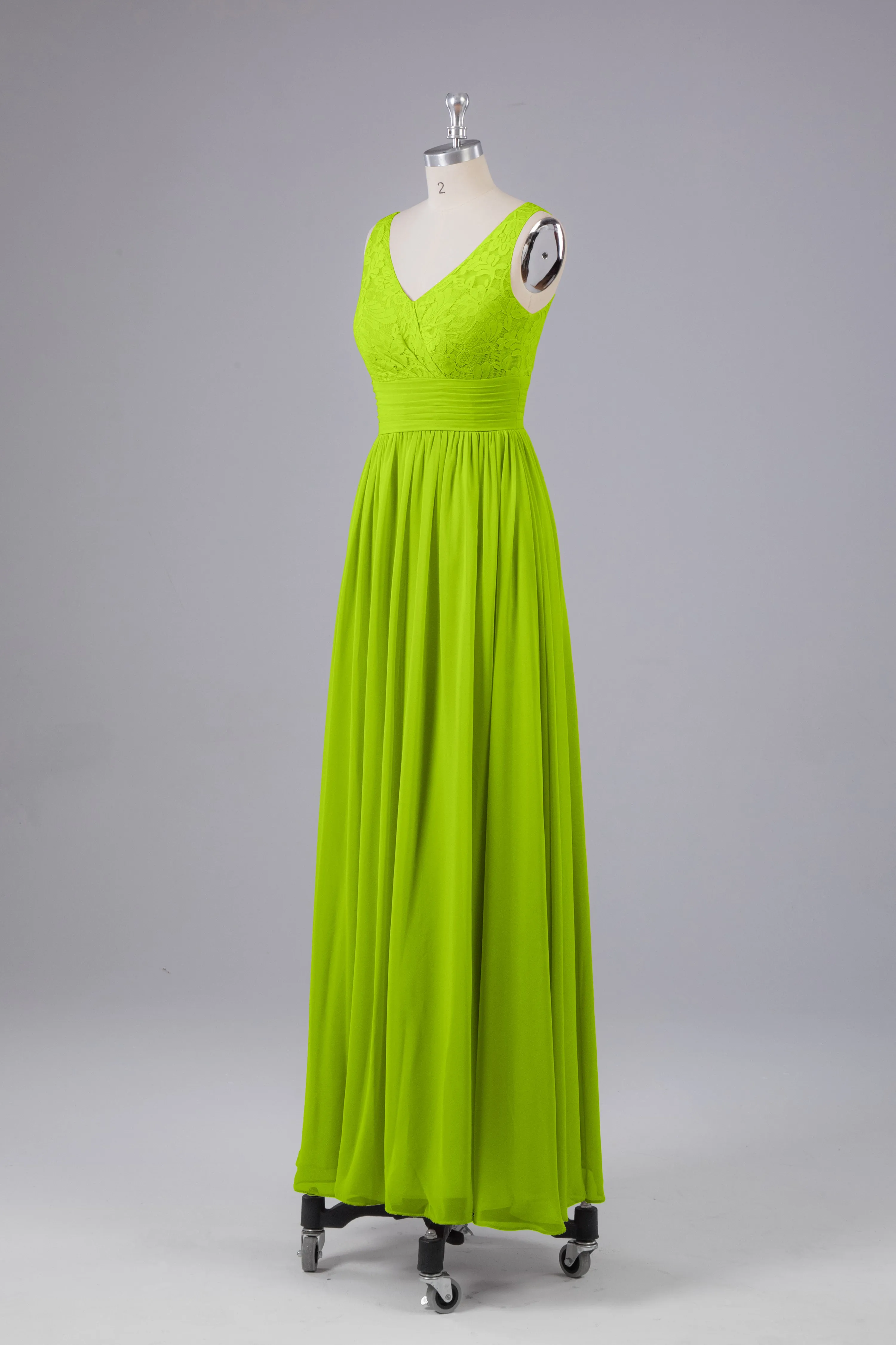 Elegant A-line V Neck Straps Chiffon Bridesmaid Dresses