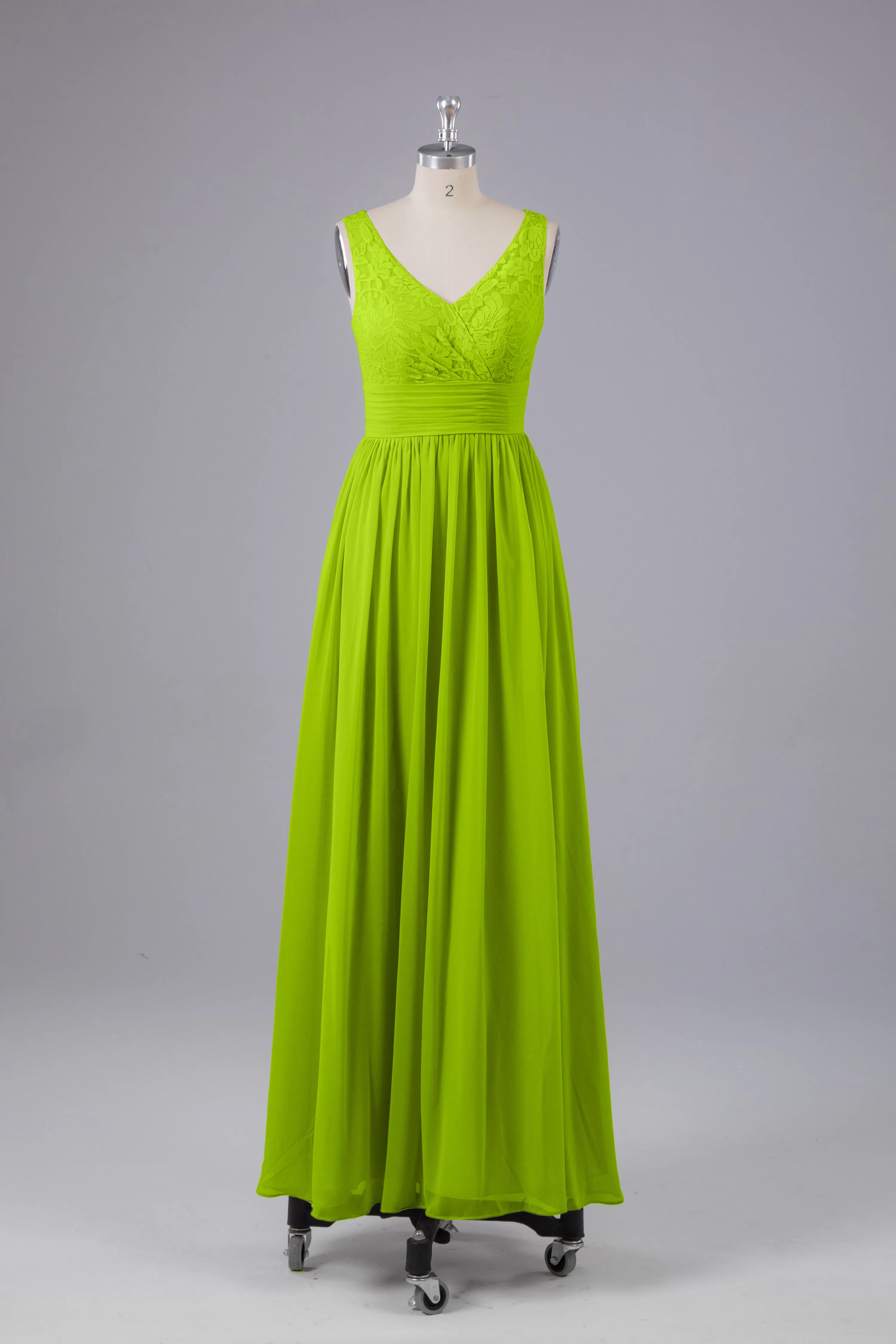 Elegant A-line V Neck Straps Chiffon Bridesmaid Dresses