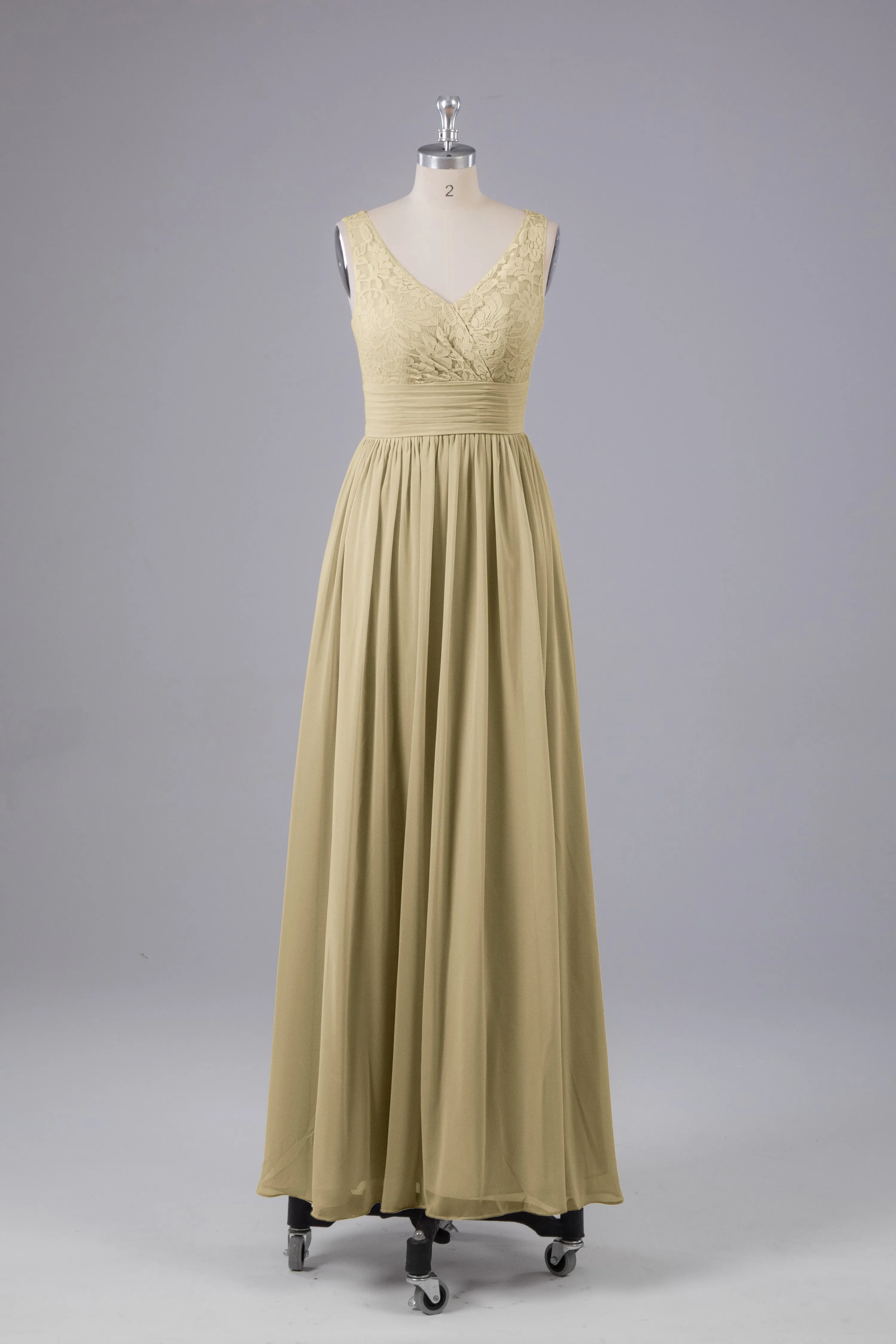 Elegant A-line V Neck Straps Chiffon Bridesmaid Dresses