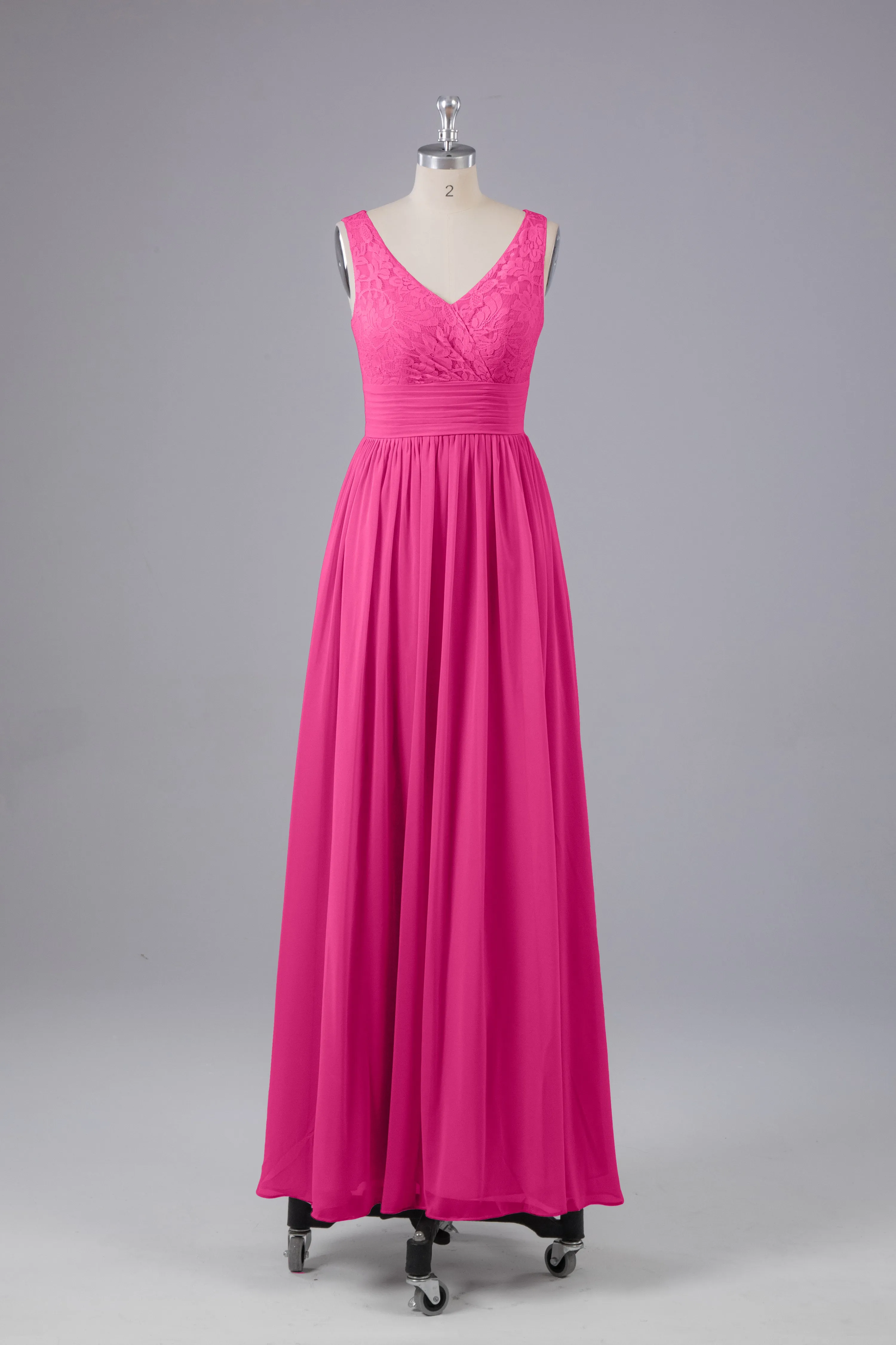 Elegant A-line V Neck Straps Chiffon Bridesmaid Dresses