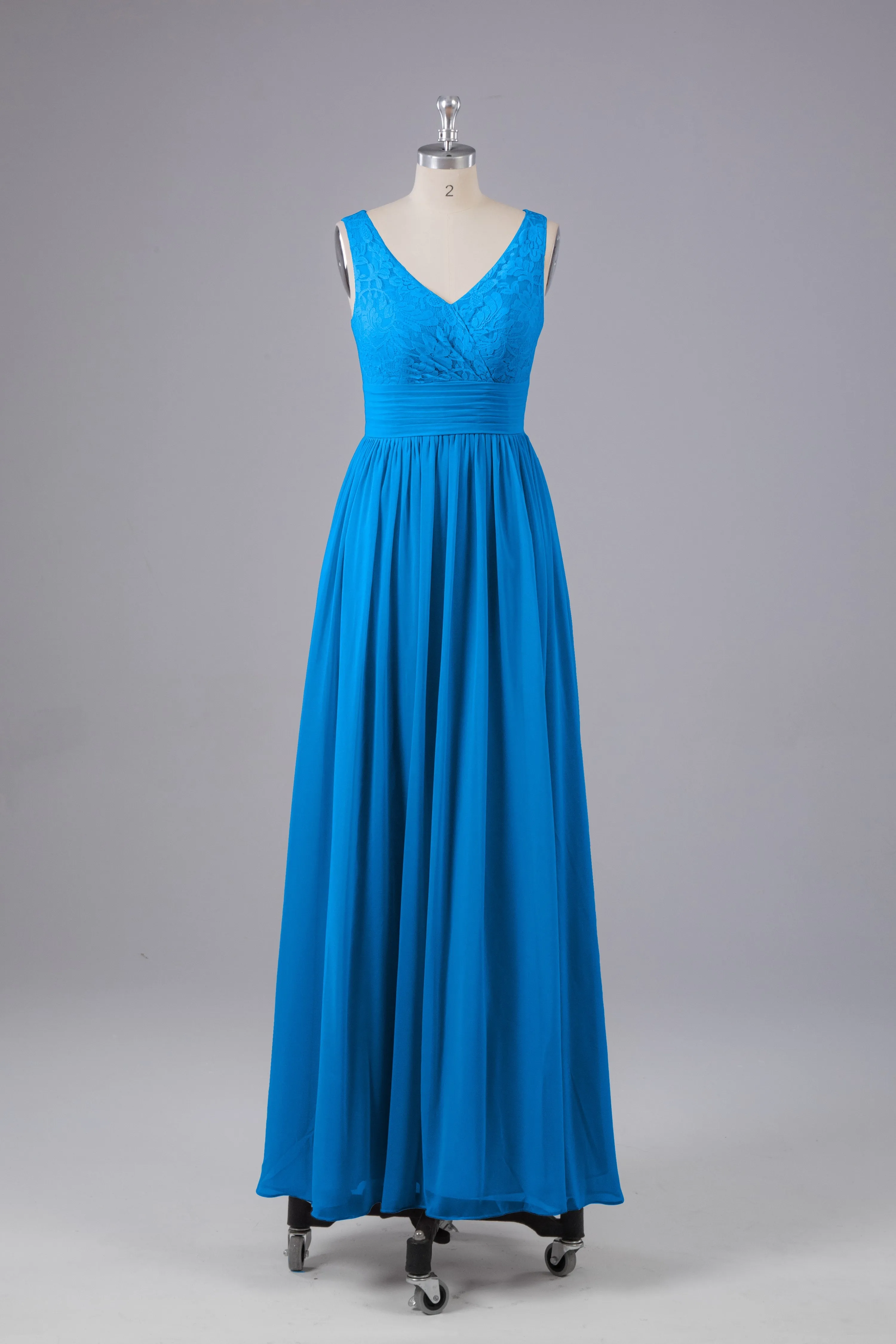 Elegant A-line V Neck Straps Chiffon Bridesmaid Dresses