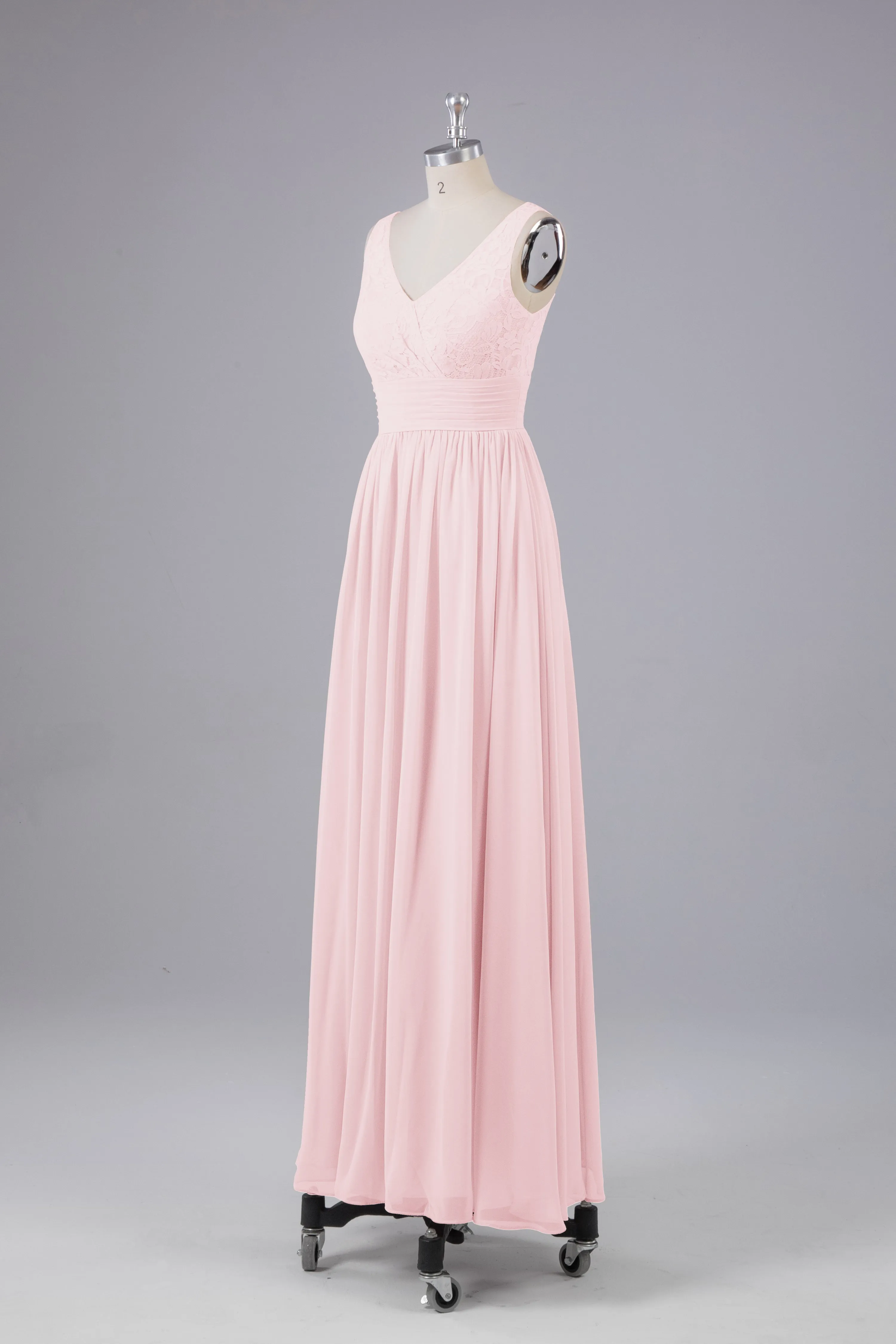 Elegant A-line V Neck Straps Chiffon Bridesmaid Dresses