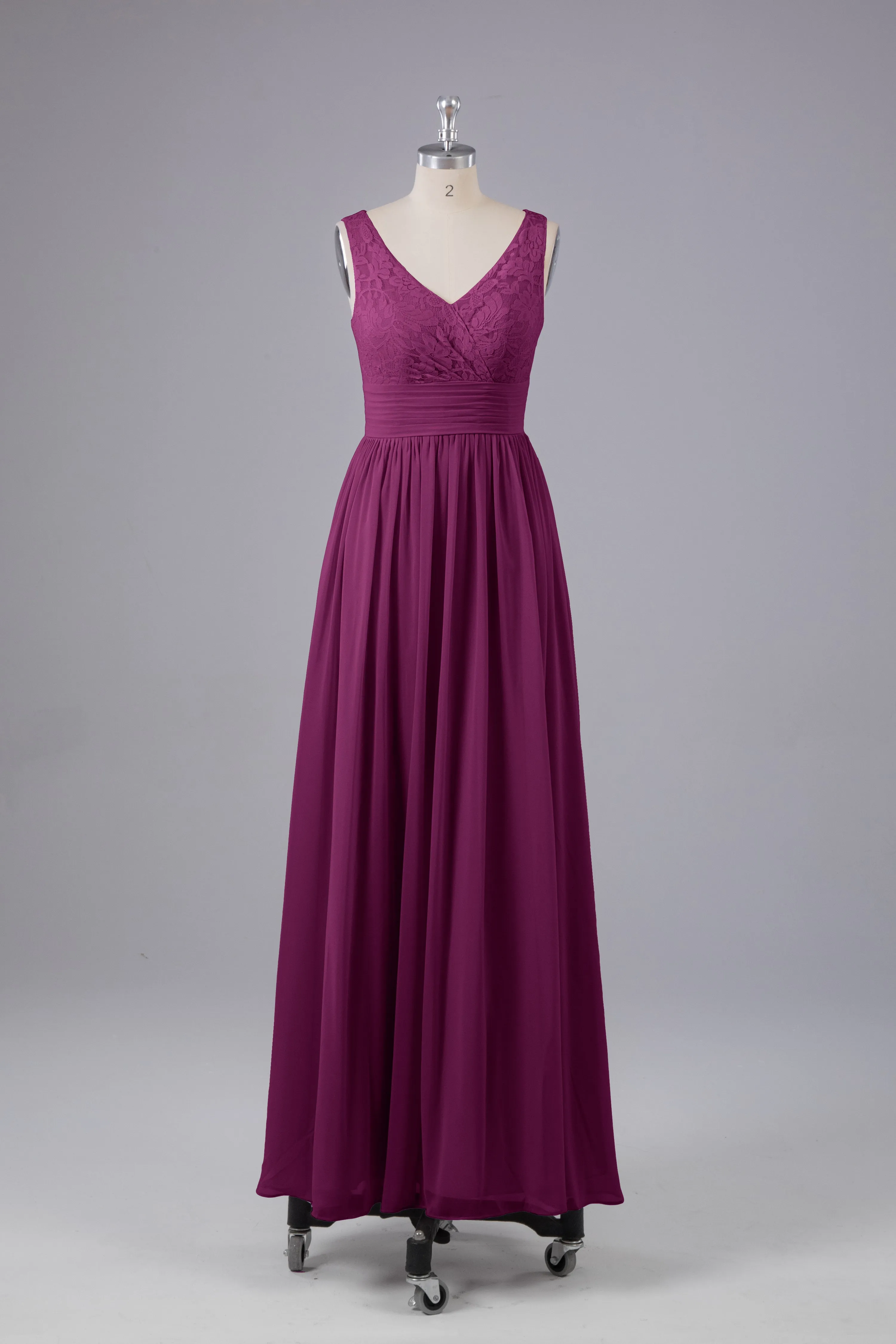 Elegant A-line V Neck Straps Chiffon Bridesmaid Dresses