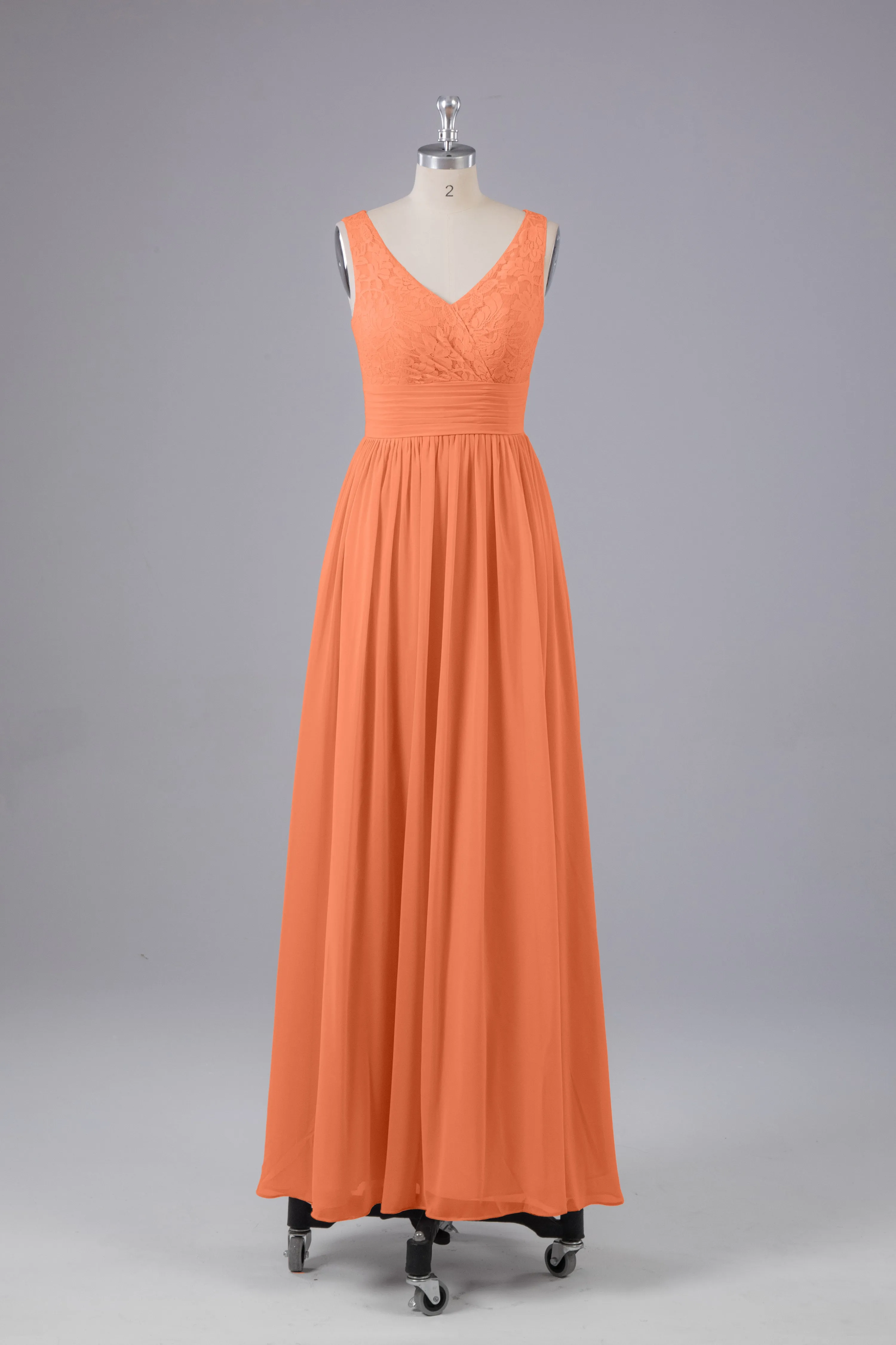 Elegant A-line V Neck Straps Chiffon Bridesmaid Dresses