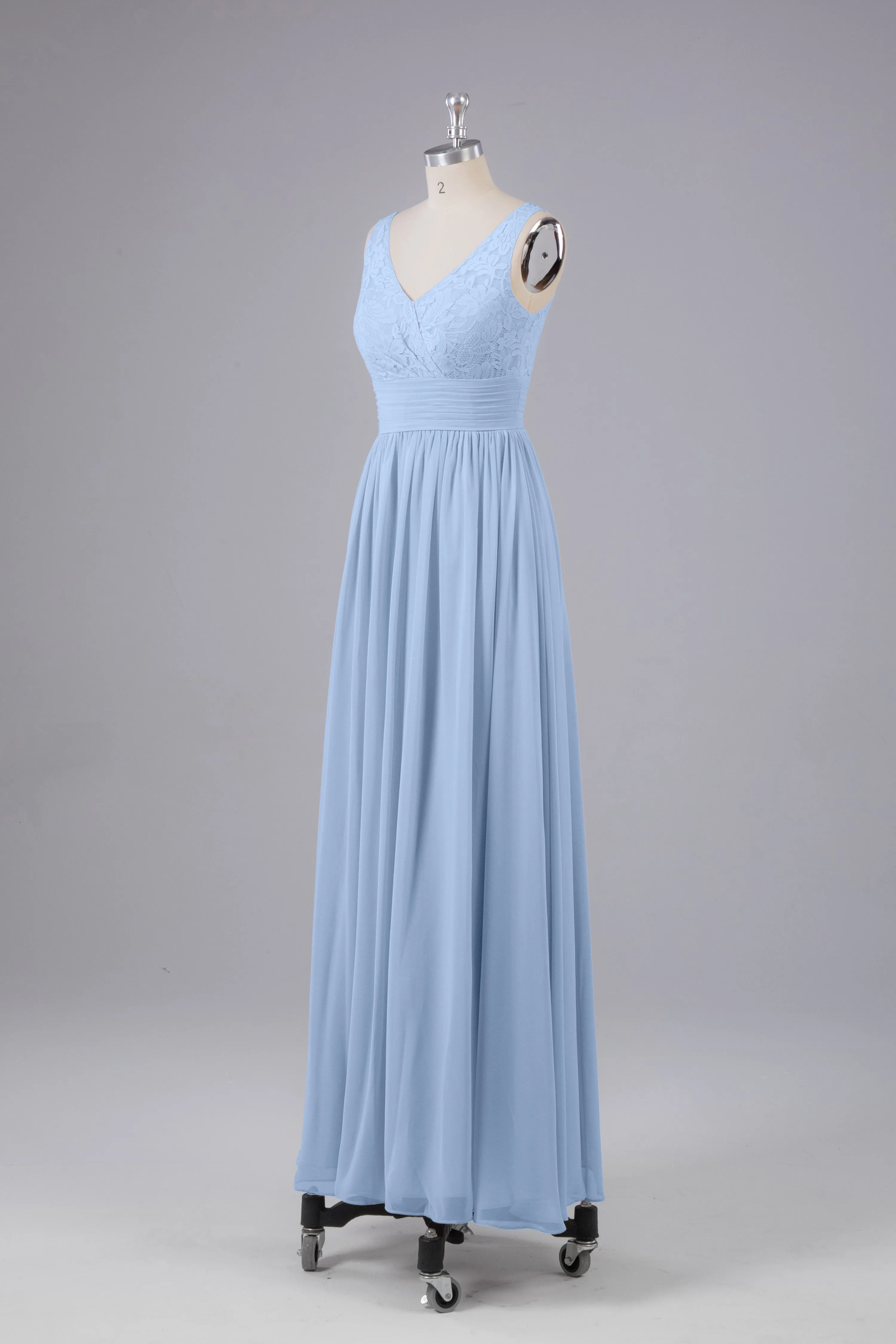 Elegant A-line V Neck Straps Chiffon Bridesmaid Dresses