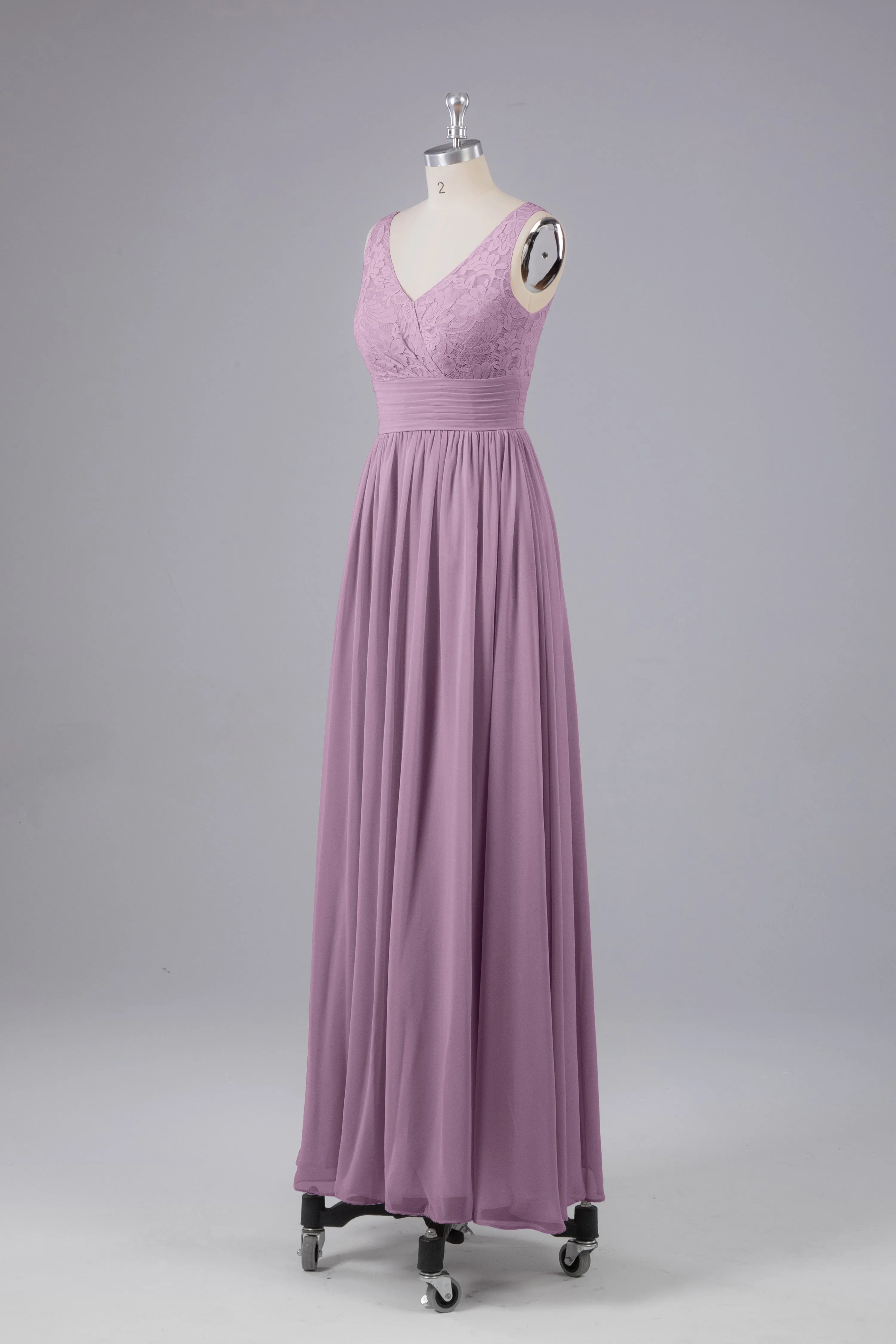 Elegant A-line V Neck Straps Chiffon Bridesmaid Dresses