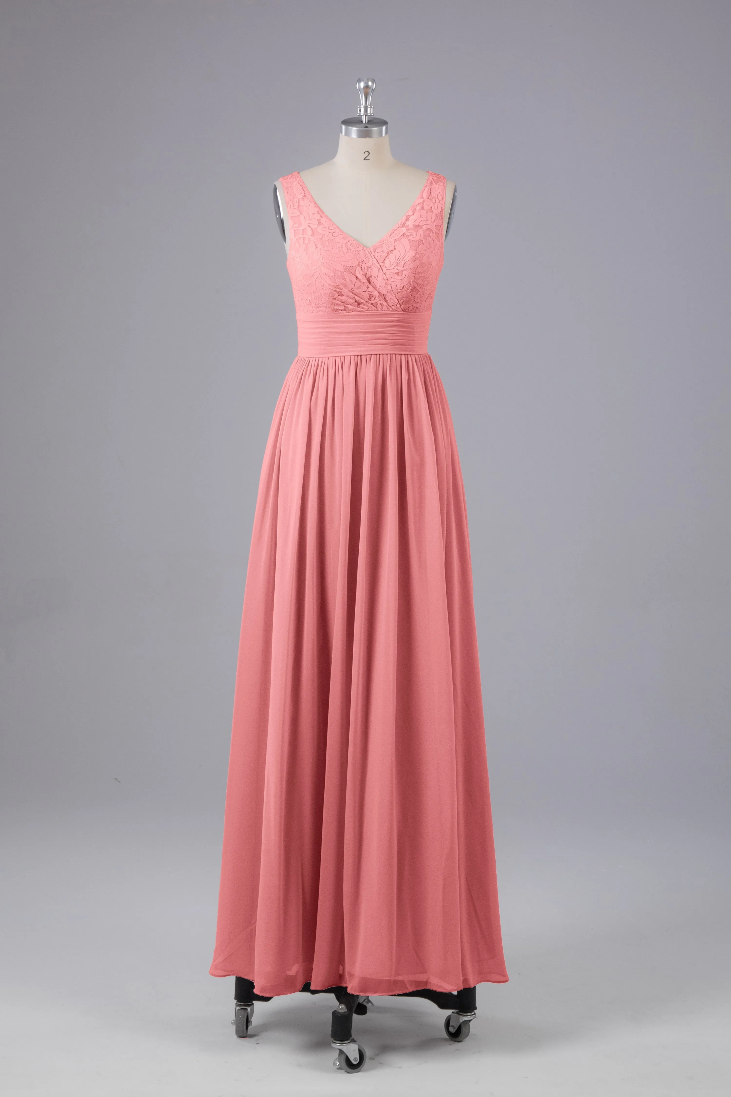 Elegant A-line V Neck Straps Chiffon Bridesmaid Dresses