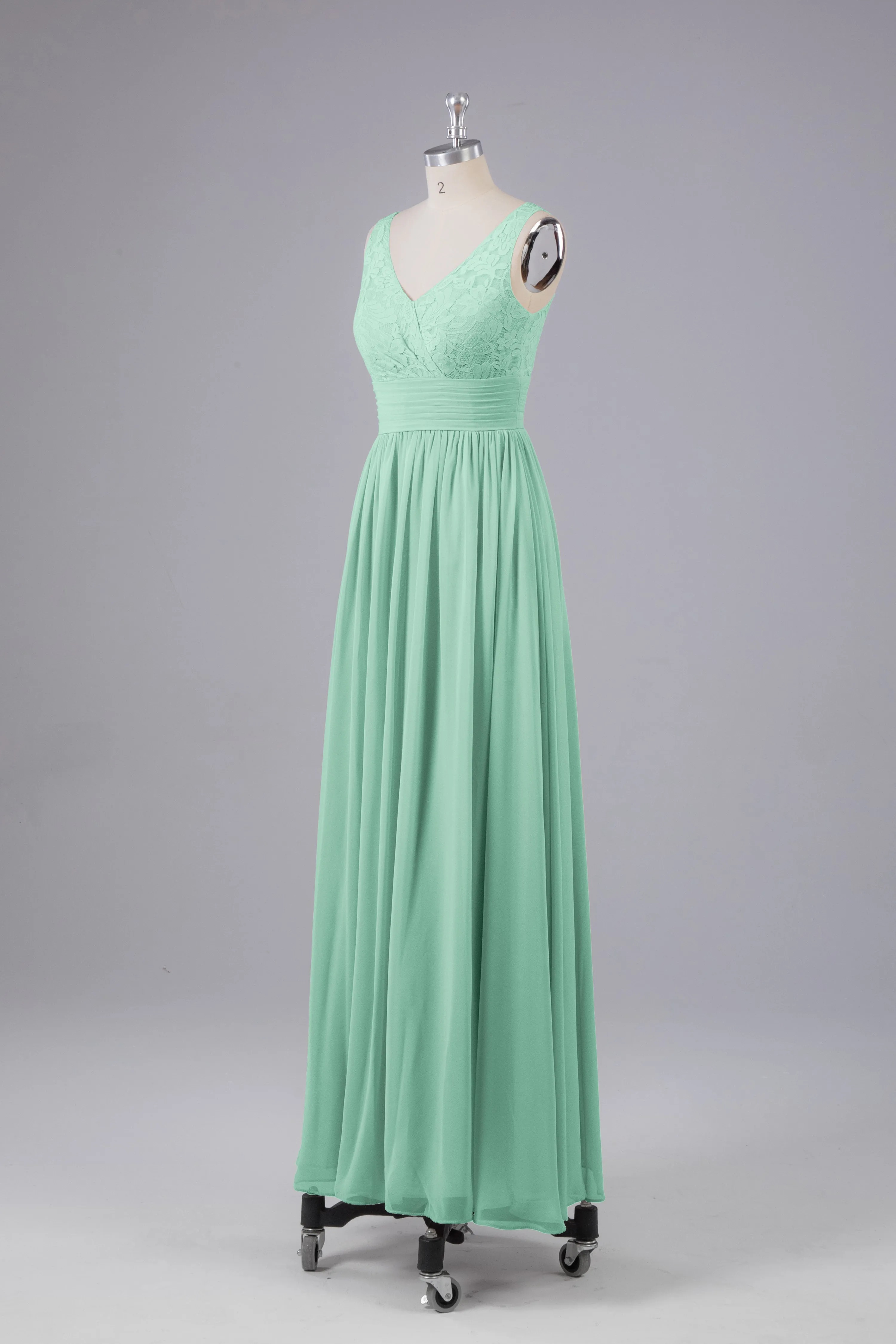 Elegant A-line V Neck Straps Chiffon Bridesmaid Dresses