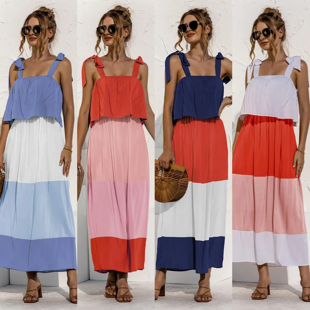 Elegant Patchwork Hit Color Dress