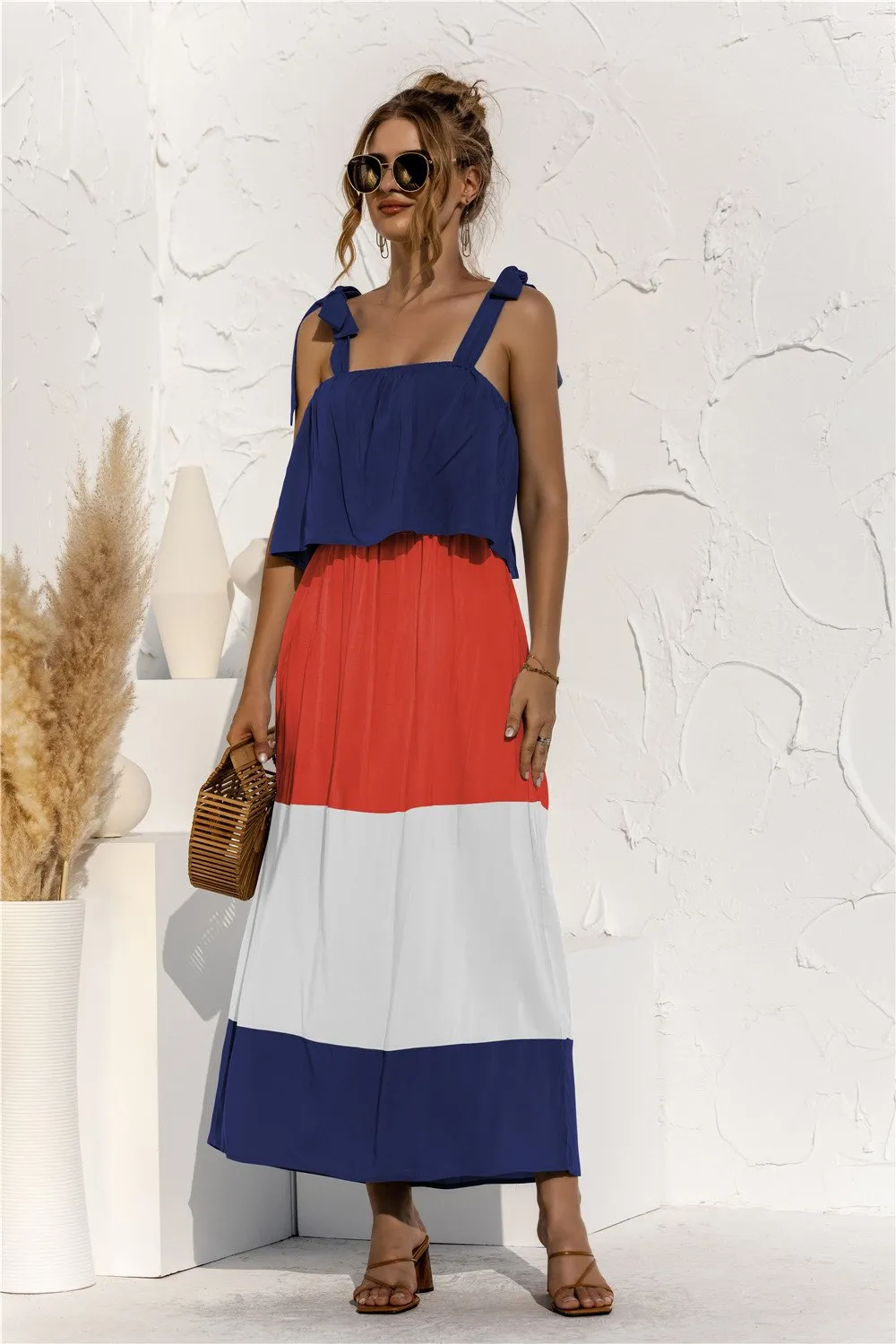 Elegant Patchwork Hit Color Dress