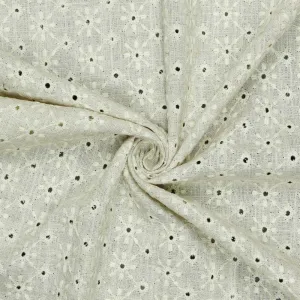 Embroidered Linen Viscose - Natural