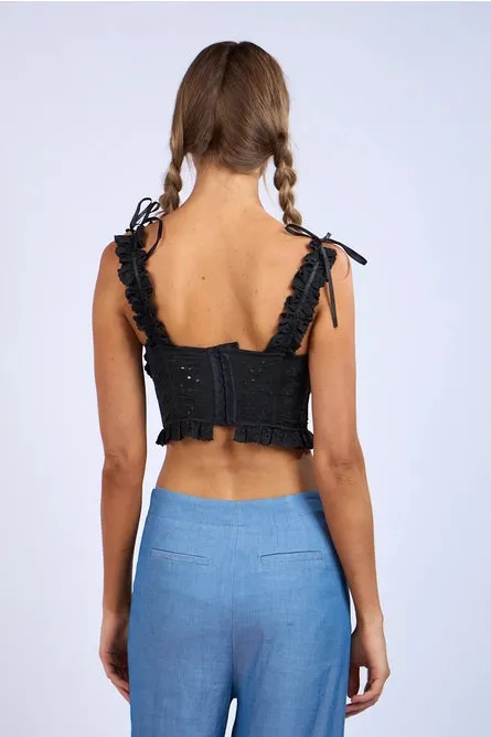 Eyelet Ruffle Strap Crop