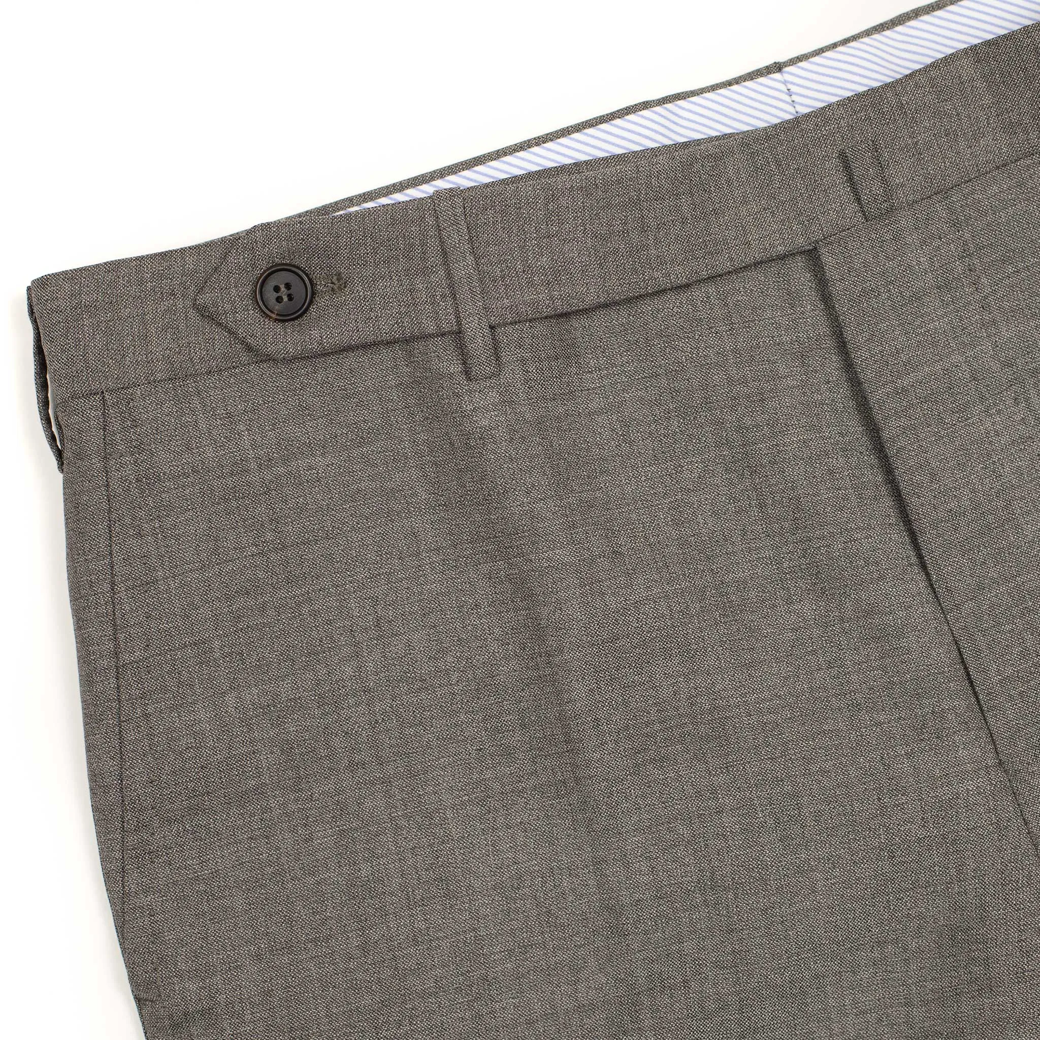 Flat-front trousers in taupe lightweight fresco wool