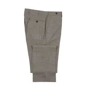 Flat-front trousers in taupe lightweight fresco wool