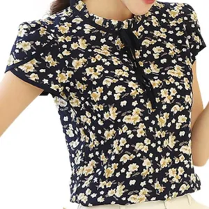 Floral Print Chiffon Short Sleeve Blouse