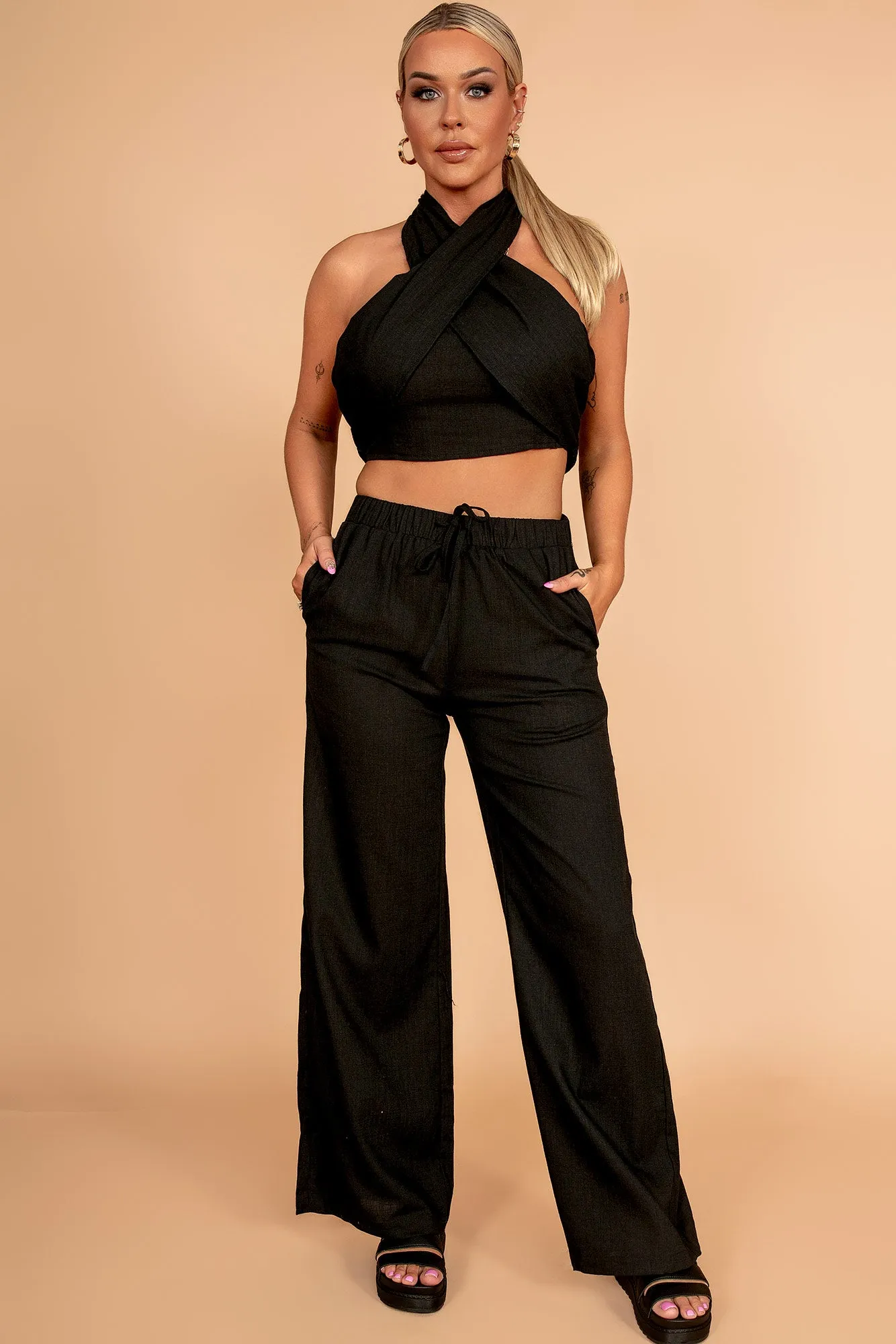 Florinda Black Linen Co Ord