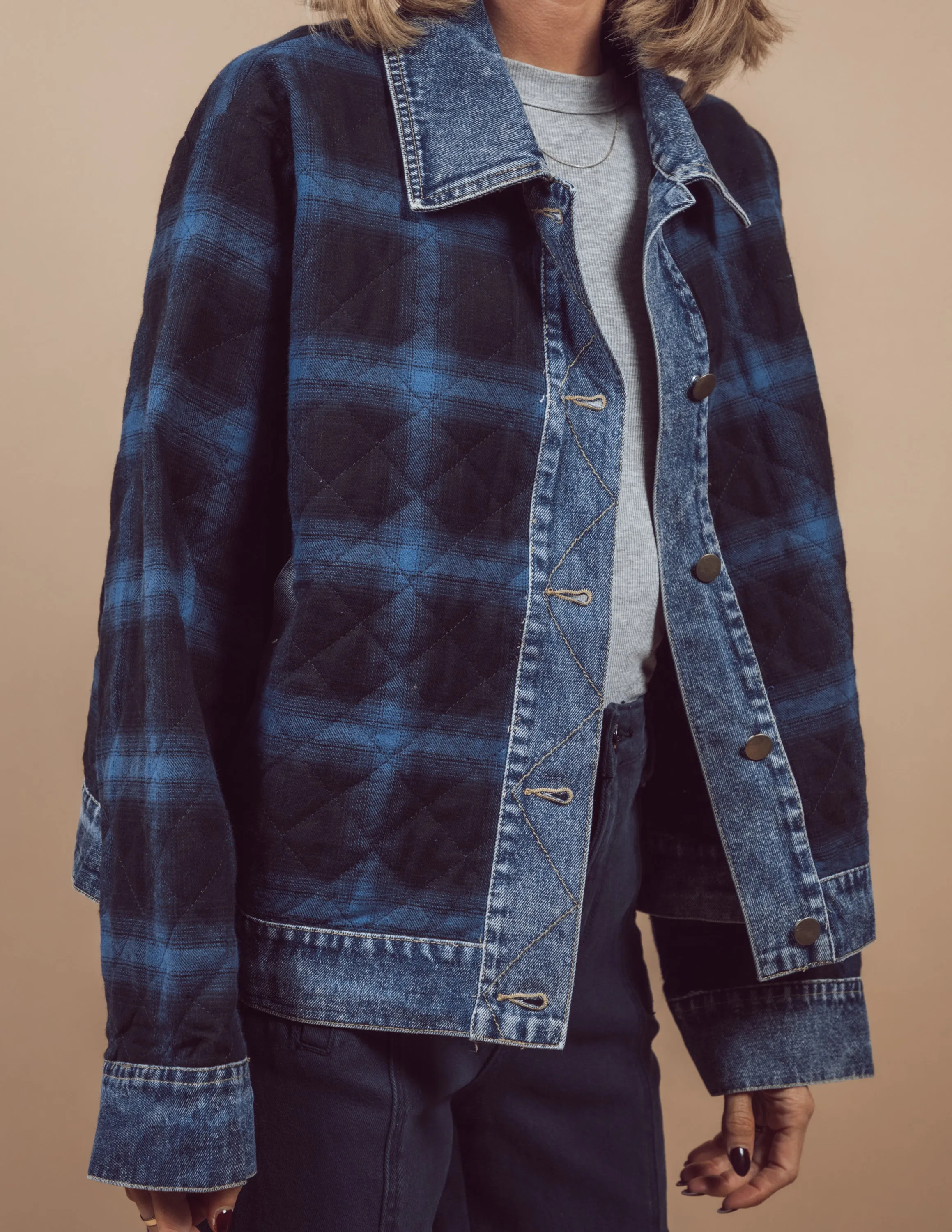 Gabriella Plaid Denim Jacket