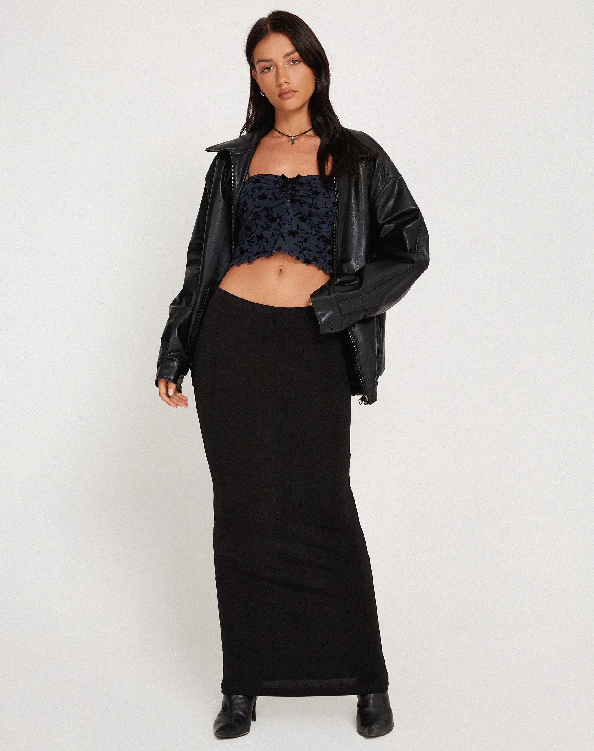 Halusi Crop Top in Pretty Petal Flock Black