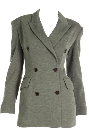 Isaac Mizrahi Heathered Green Double Breasted Jacket