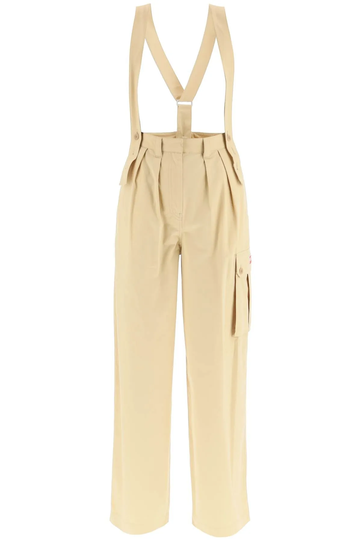 Kenzo cotton cargo pants with suspenders