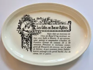 Les Côtes de Boeuf Rôties French Advertising Gien Cow Black Transferware Platter