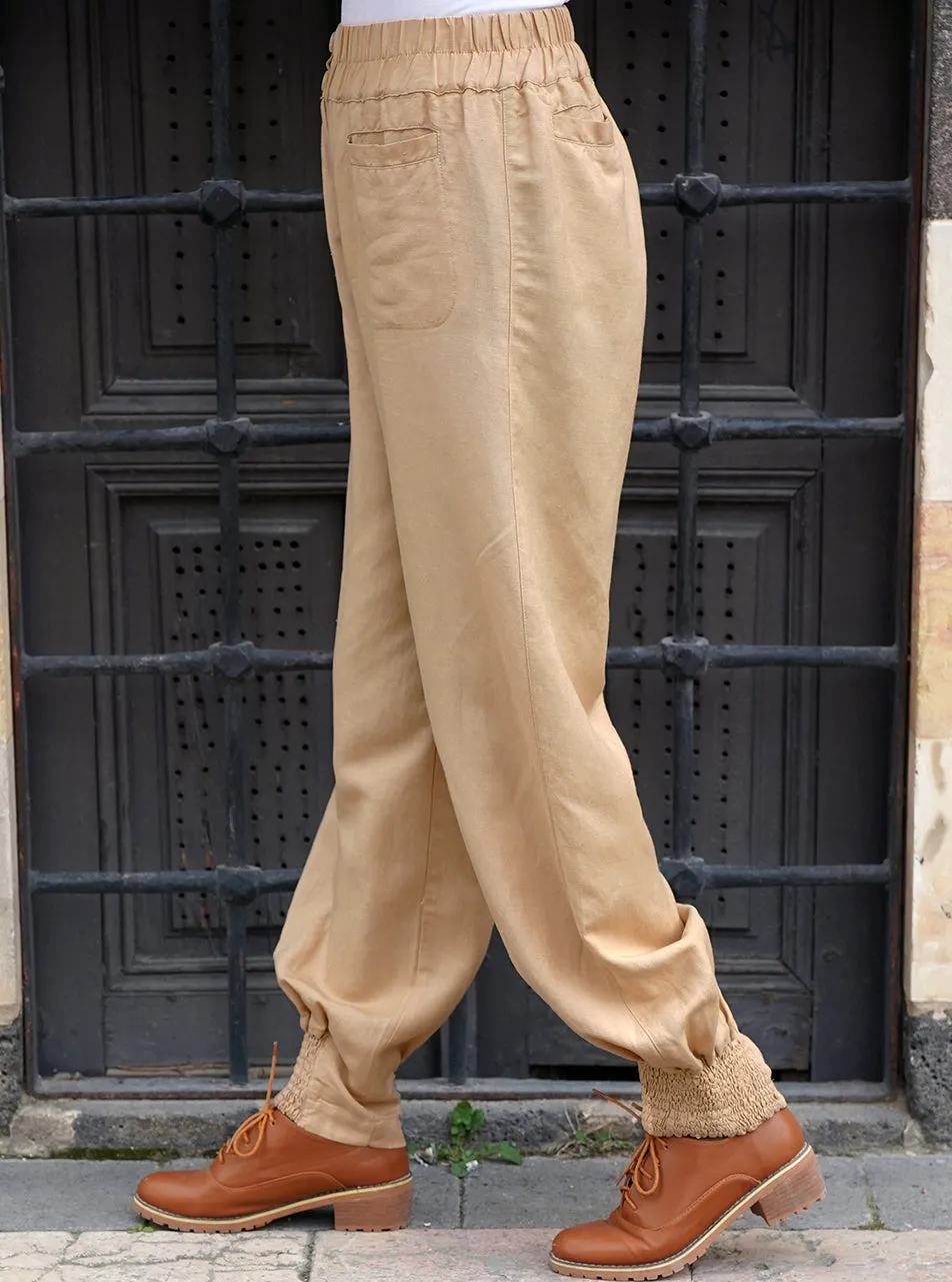 Linen Elasticized Cuff Trousers